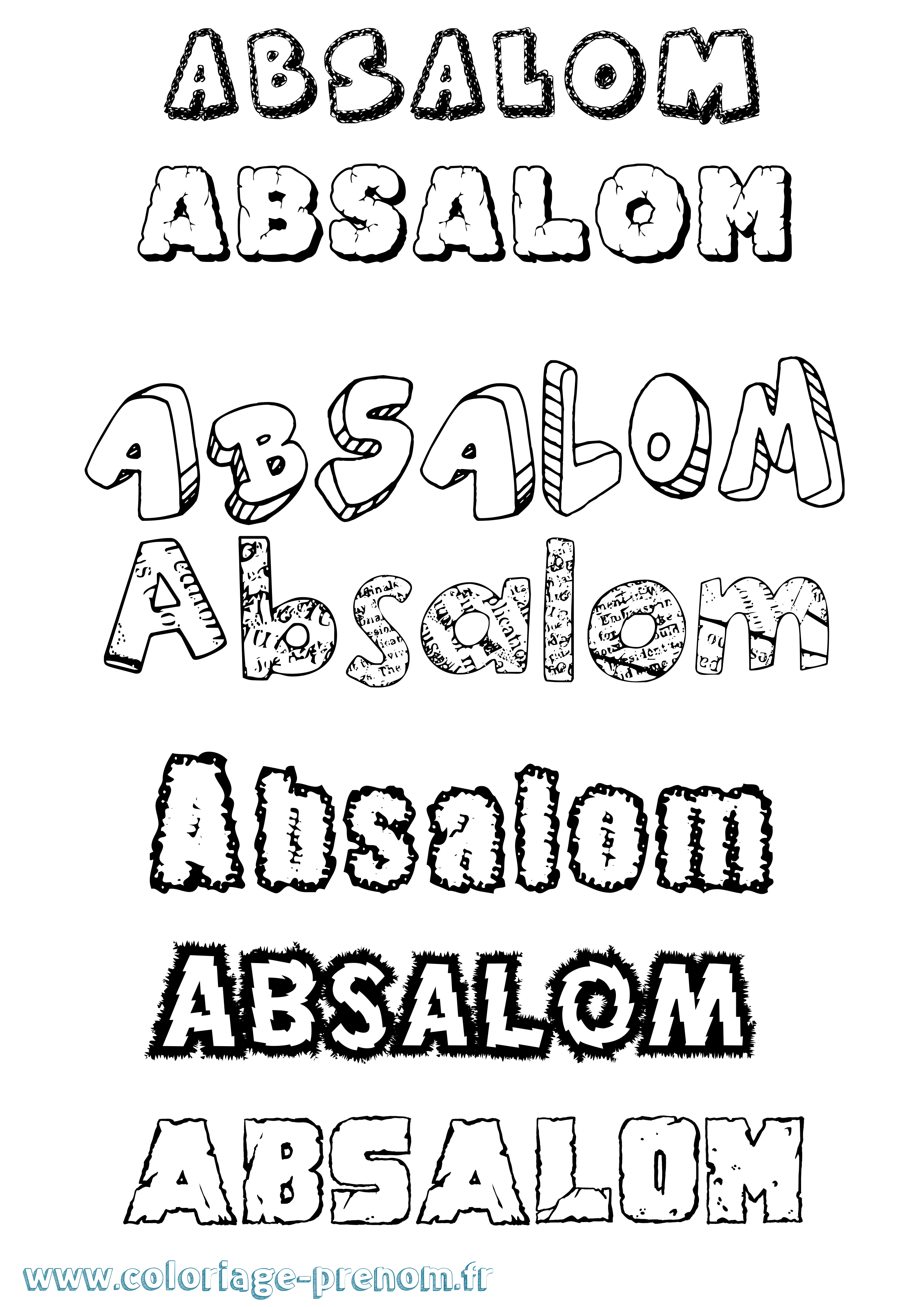 Coloriage prénom Absalom Destructuré