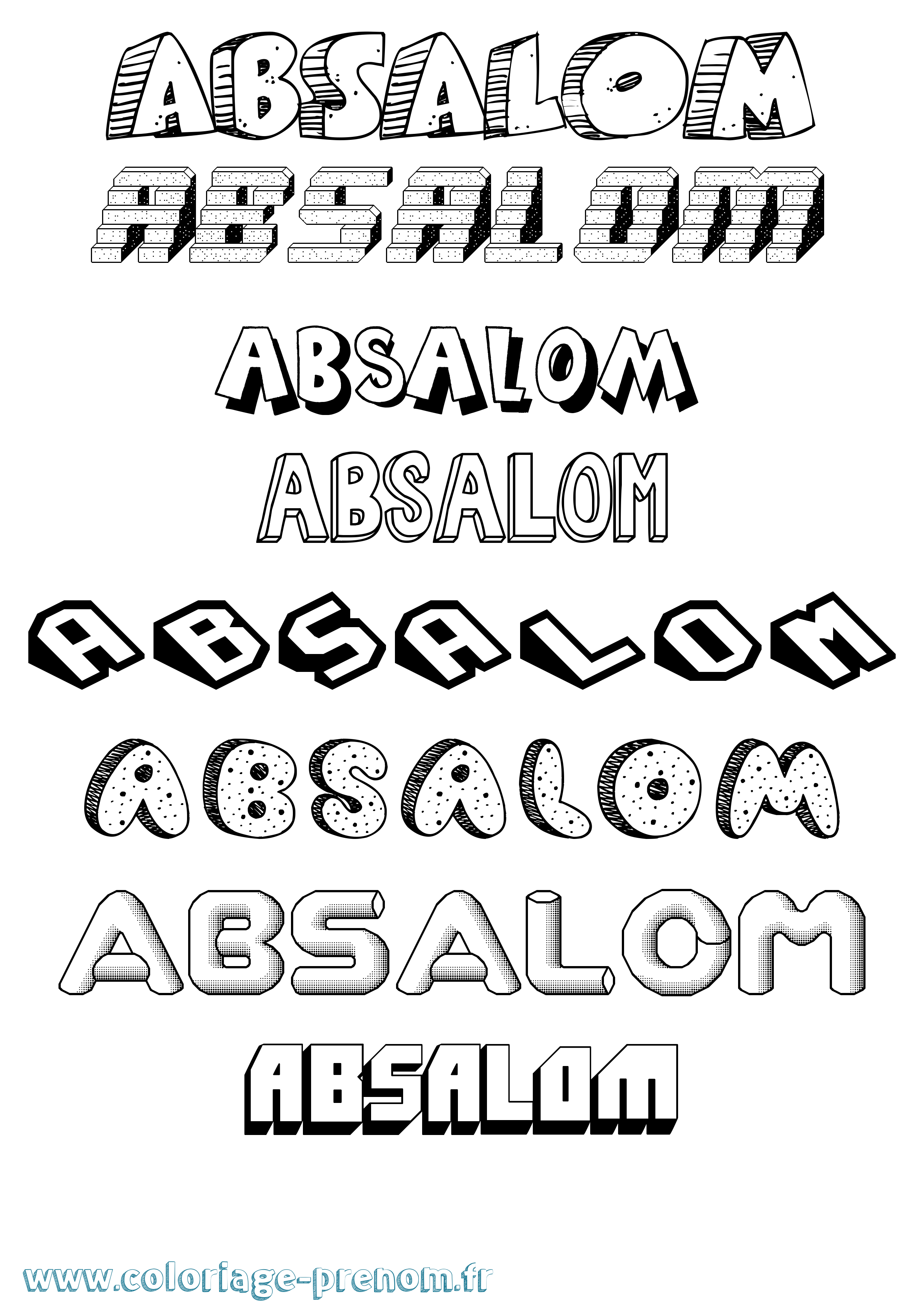 Coloriage Absalom Effet 3D Coloriage prénom Absalom Effet 3D