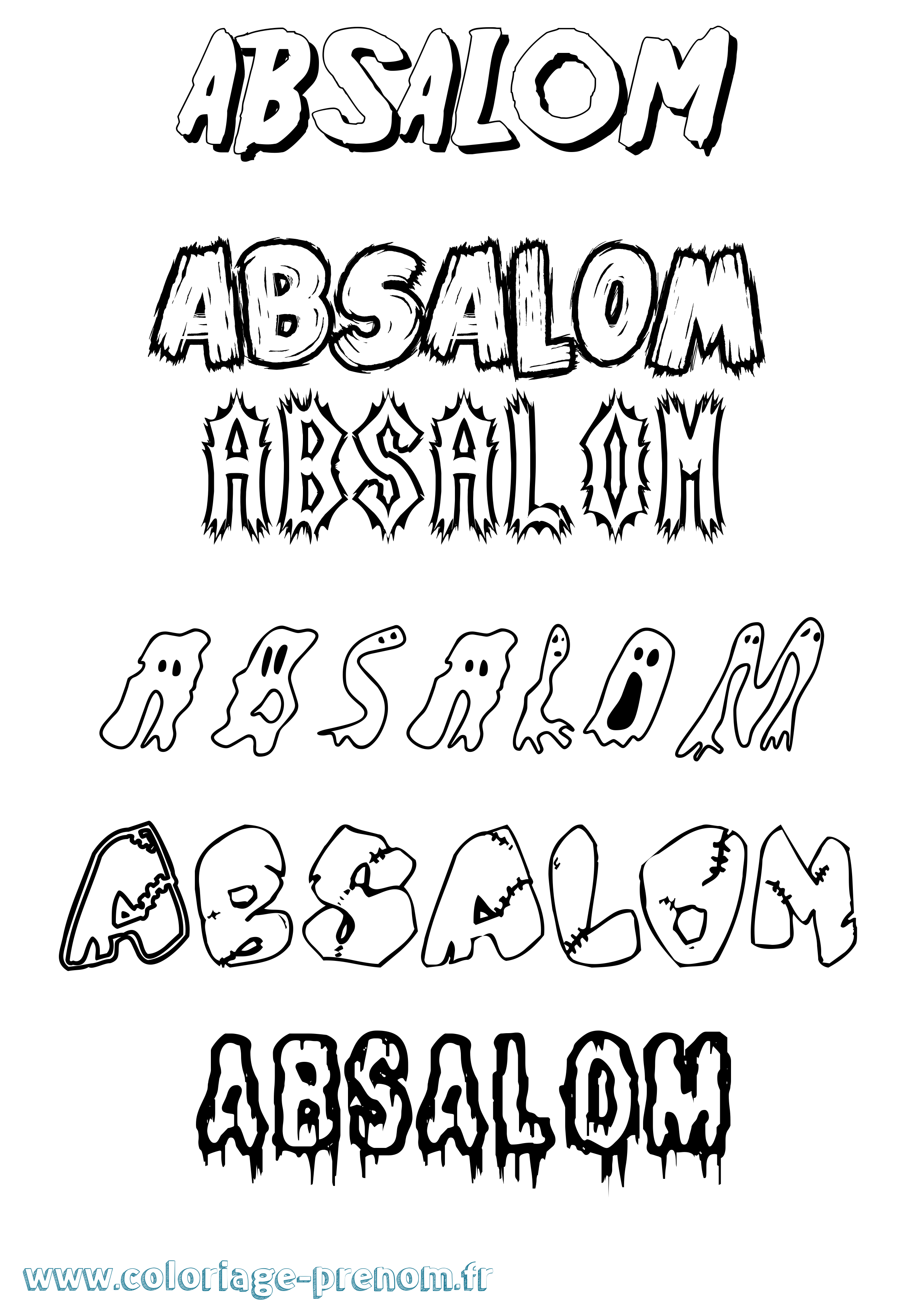 Coloriage Absalom Frisson Coloriage prénom Absalom Frisson