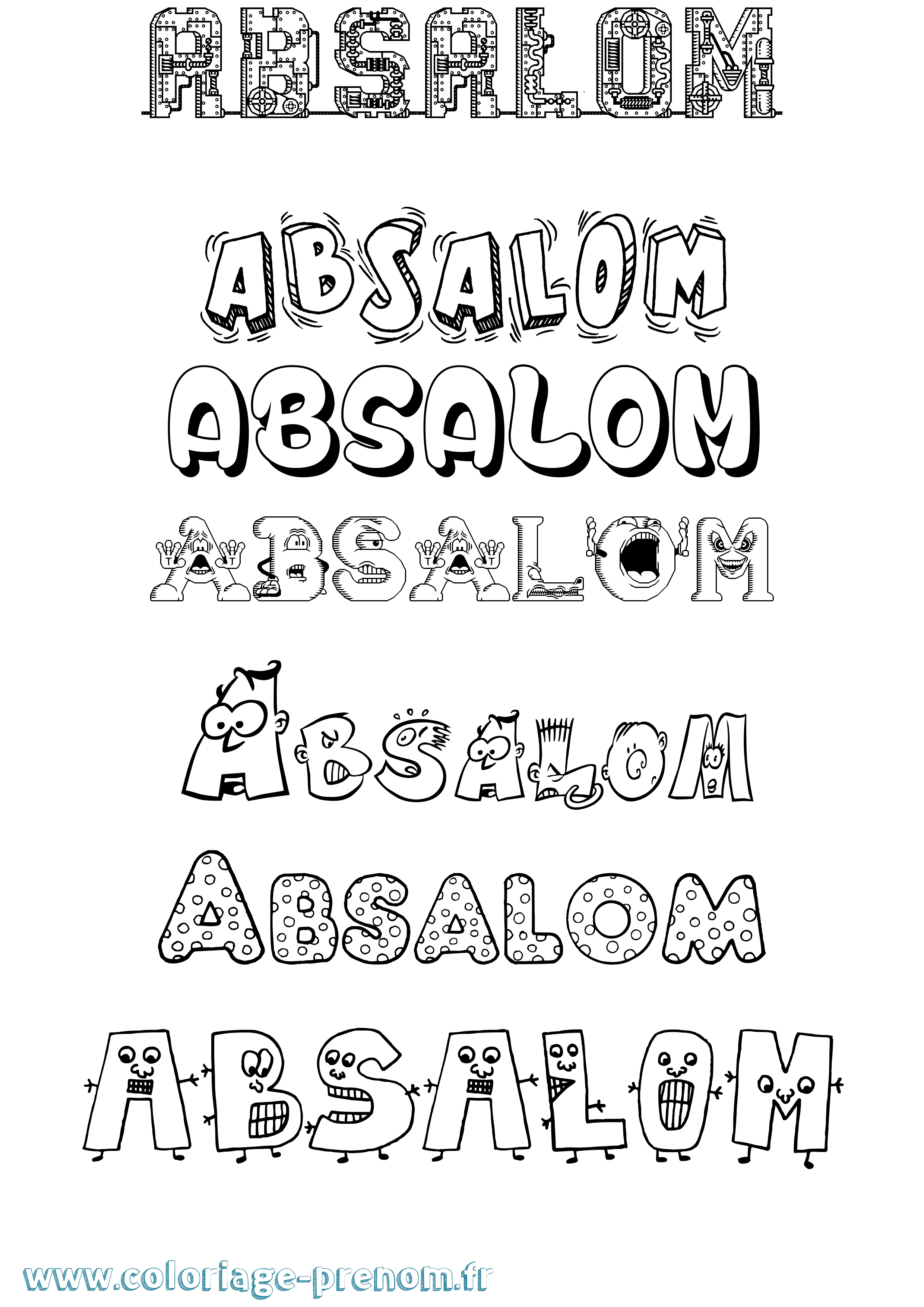 Coloriage prénom Absalom Fun