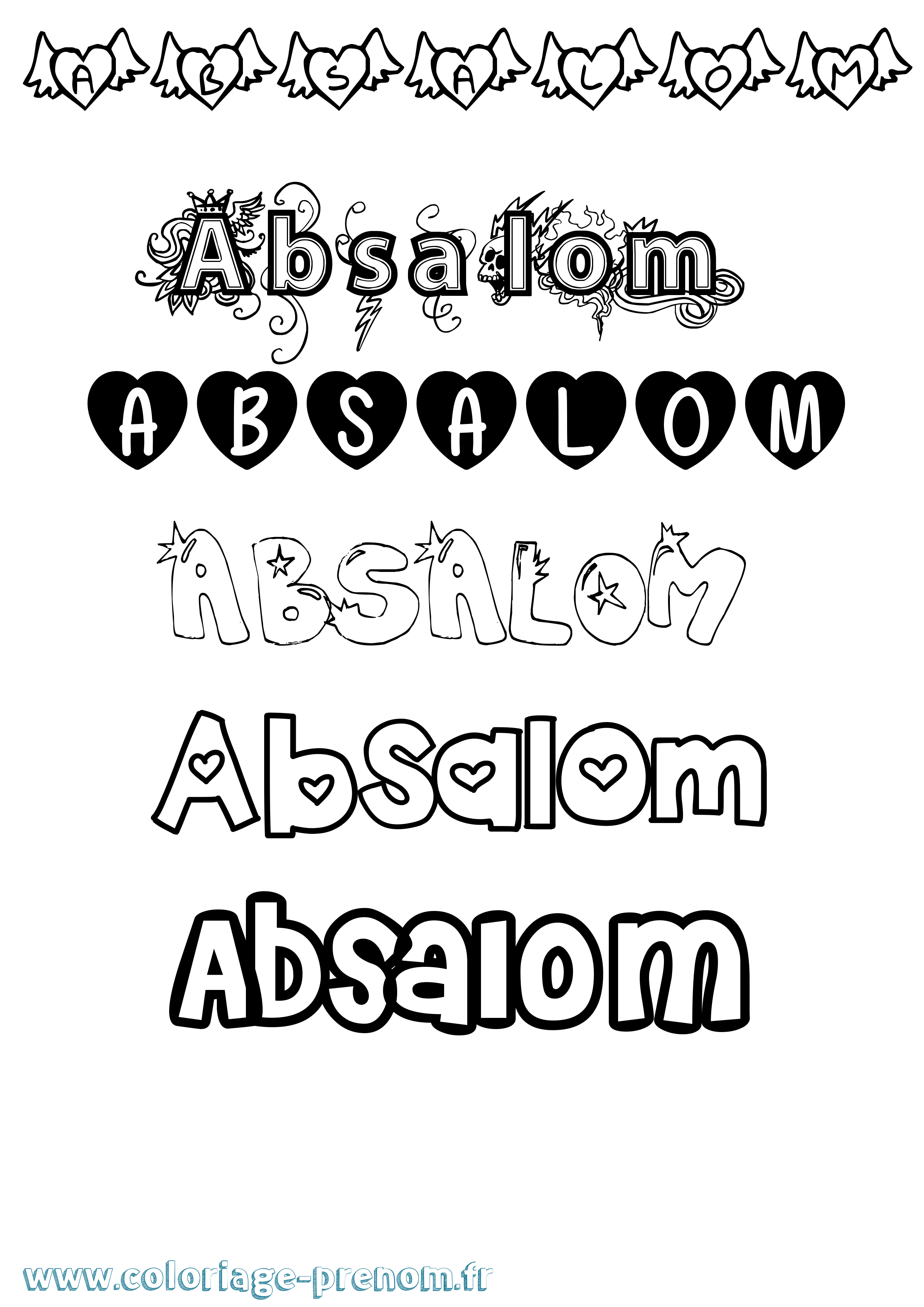 Coloriage Absalom Girly Coloriage prénom Absalom Girly