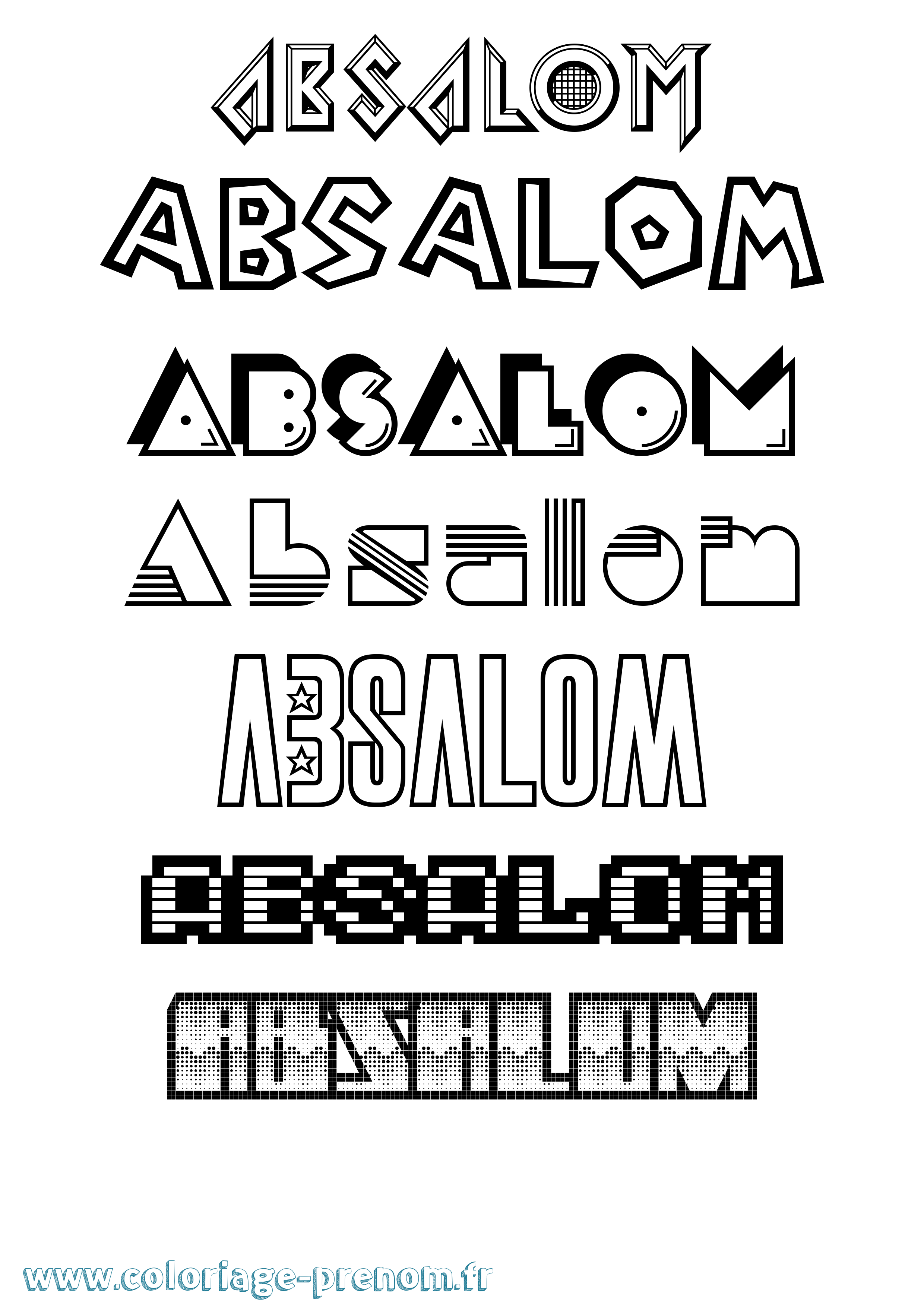 Coloriage prénom Absalom Jeux Vidéos