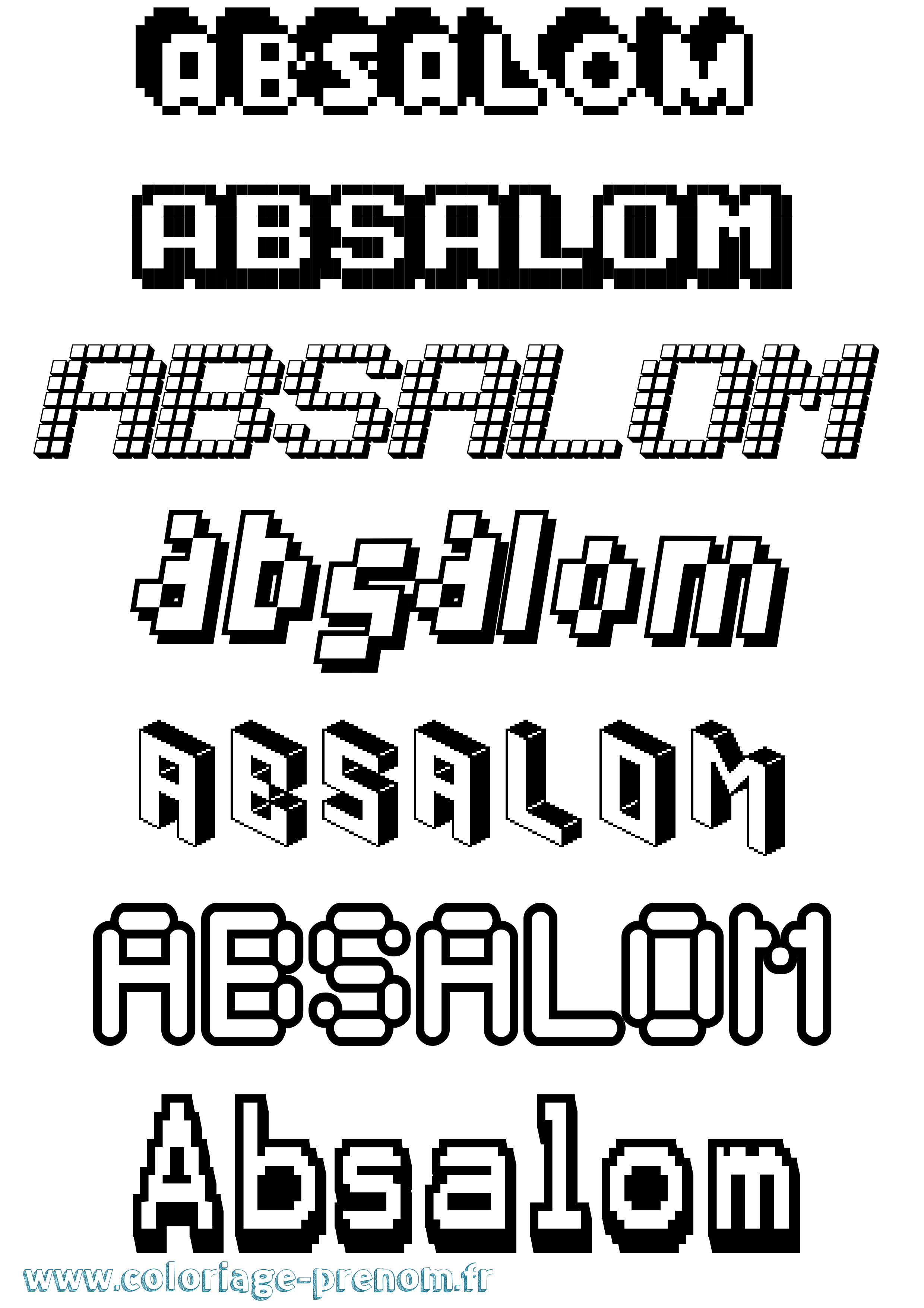 Coloriage Absalom Pixel Coloriage prénom Absalom Pixel