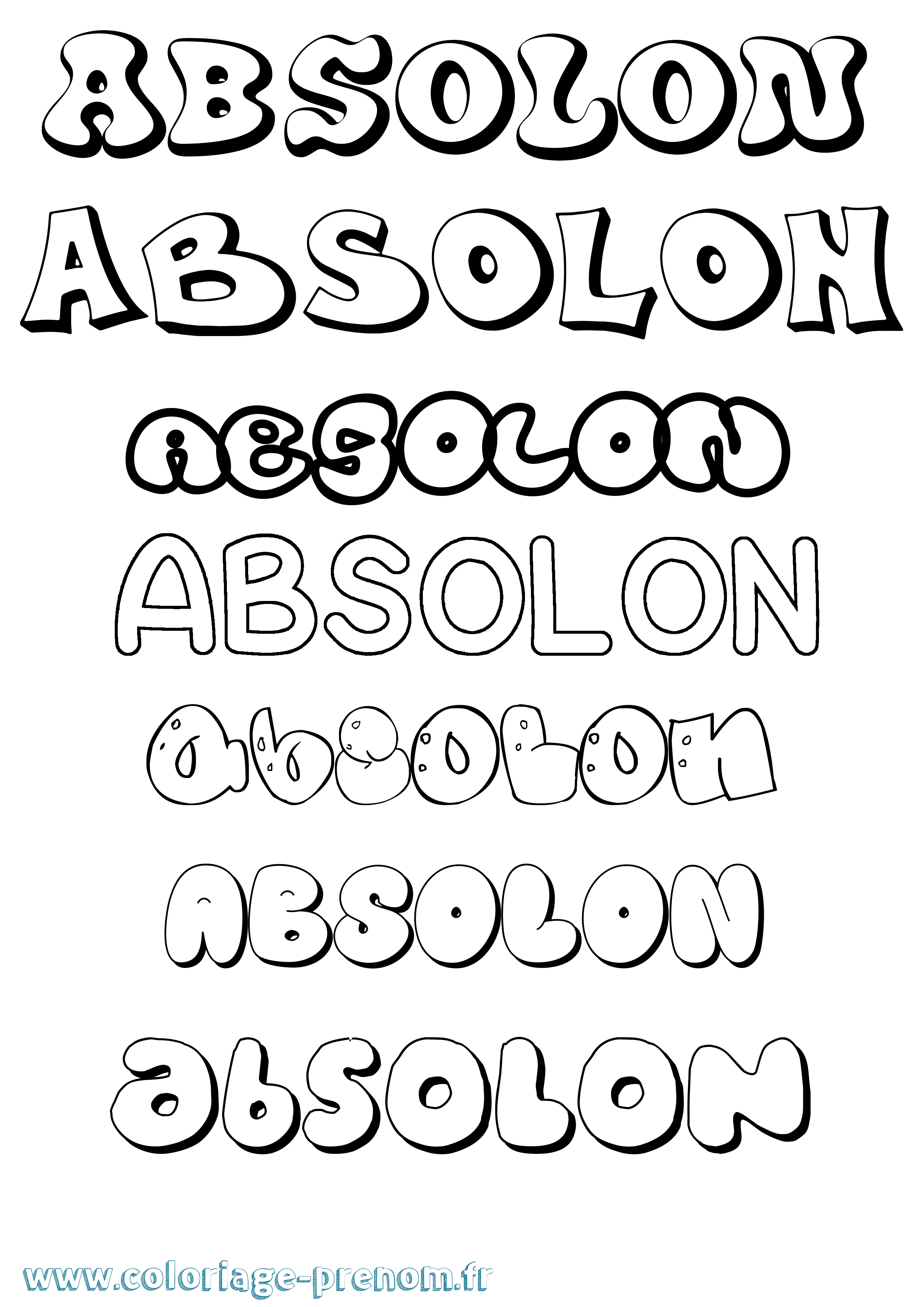 Coloriage prénom Absolon Bubble
