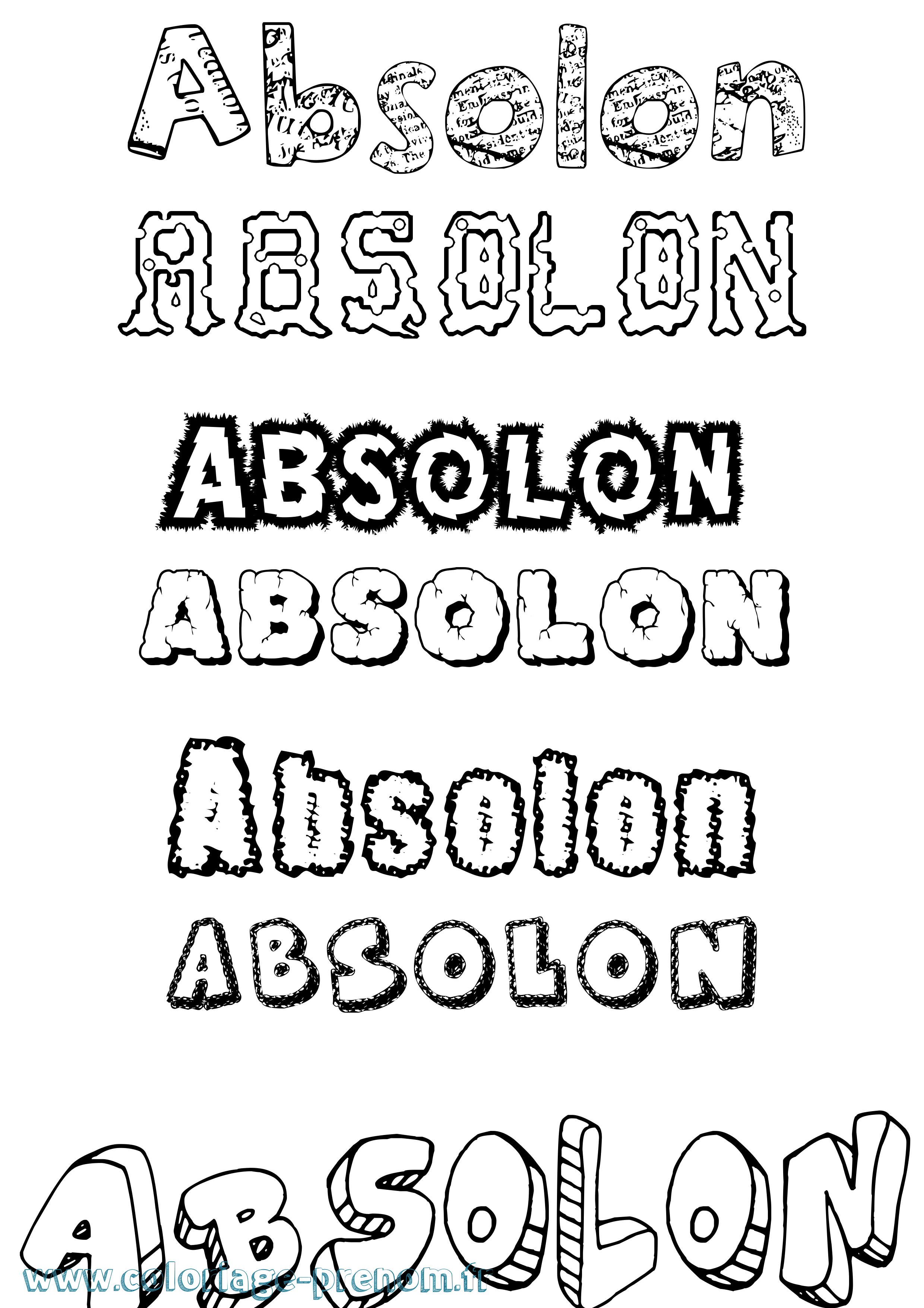 Coloriage prénom Absolon Destructuré