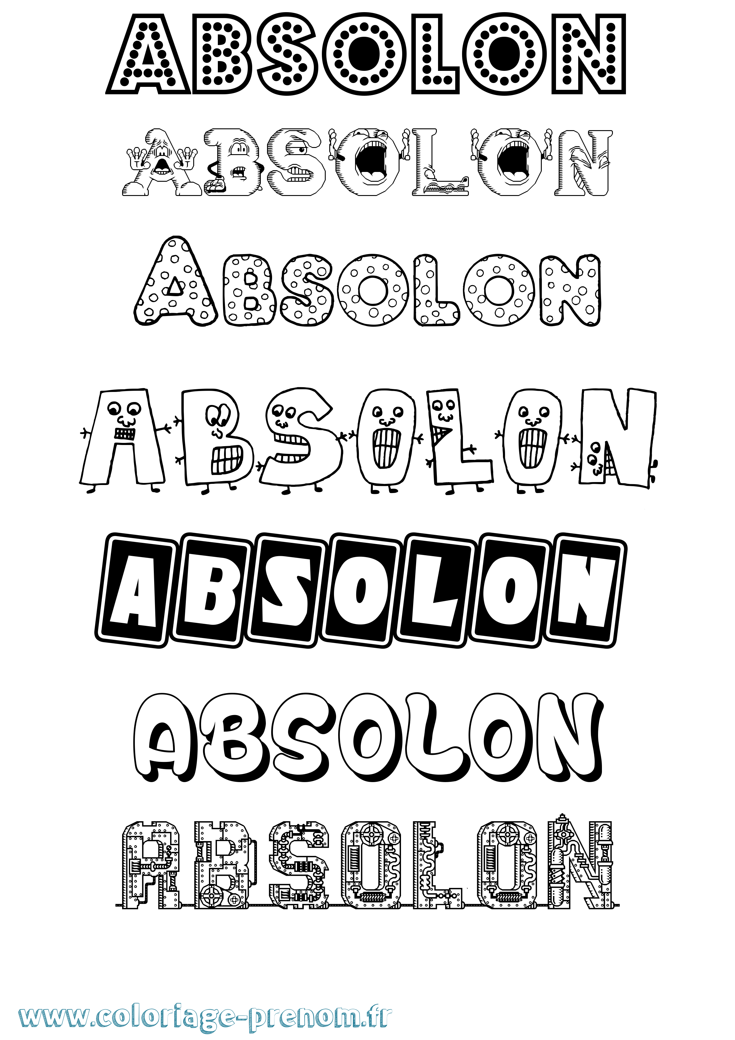 Coloriage prénom Absolon Fun
