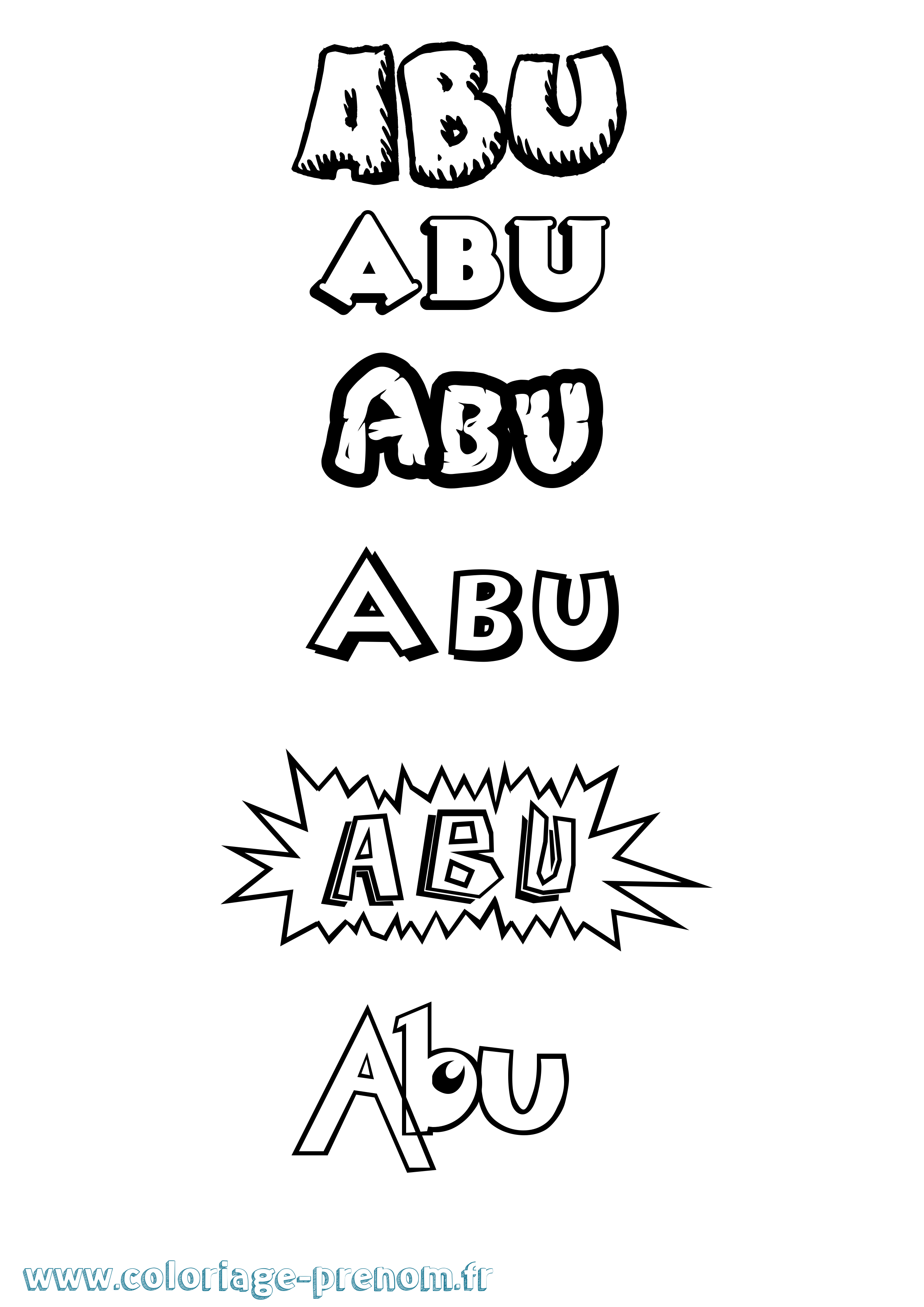Coloriage prénom Abu Dessin Animé