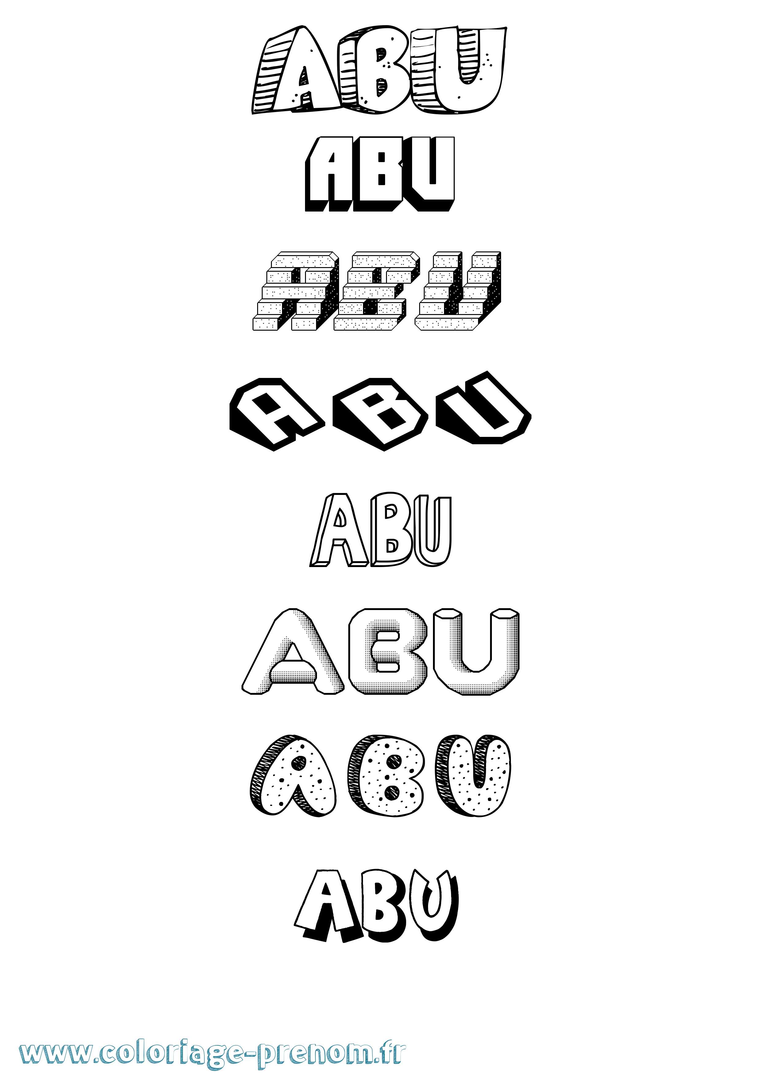 Coloriage prénom Abu Effet 3D