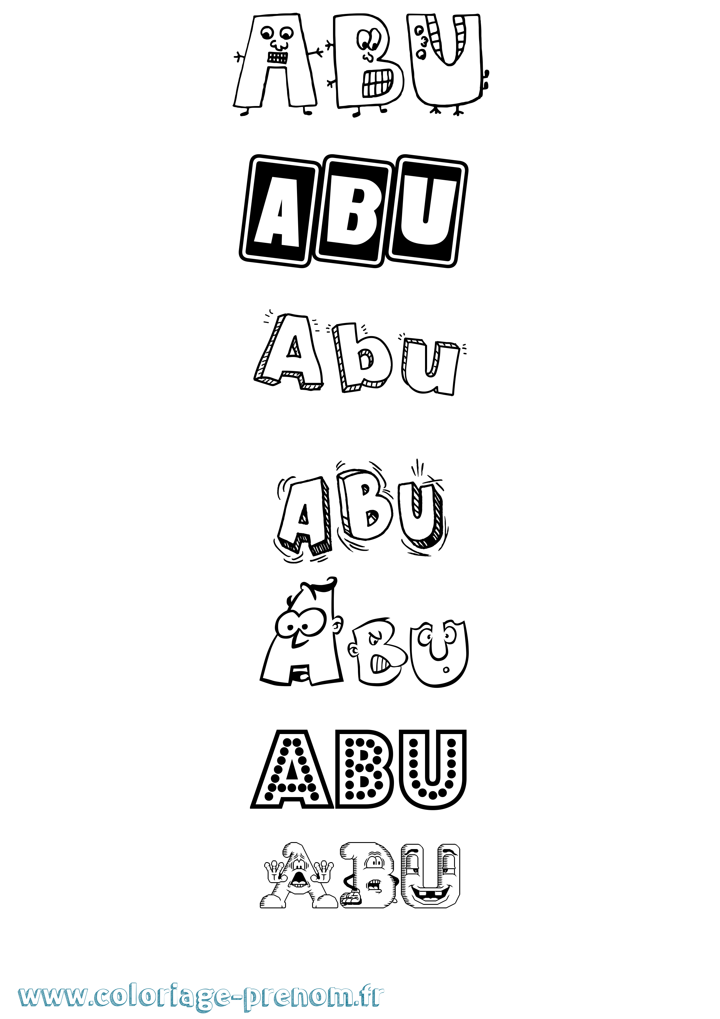 Coloriage prénom Abu Fun