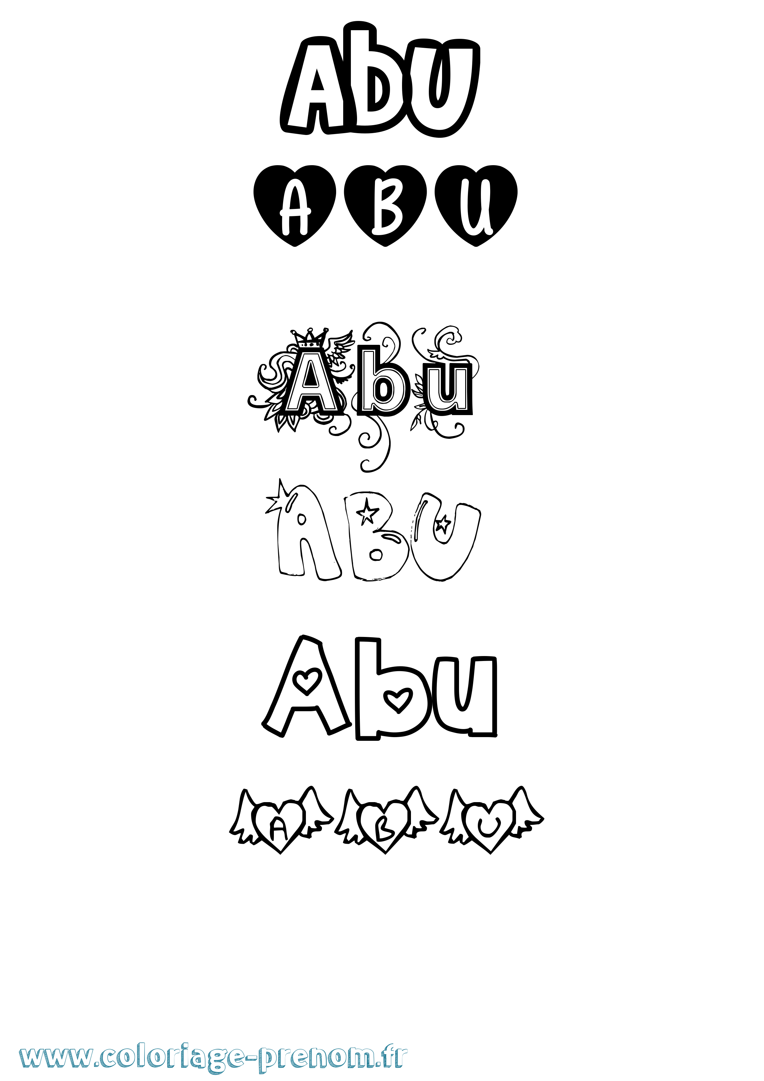 Coloriage prénom Abu Girly