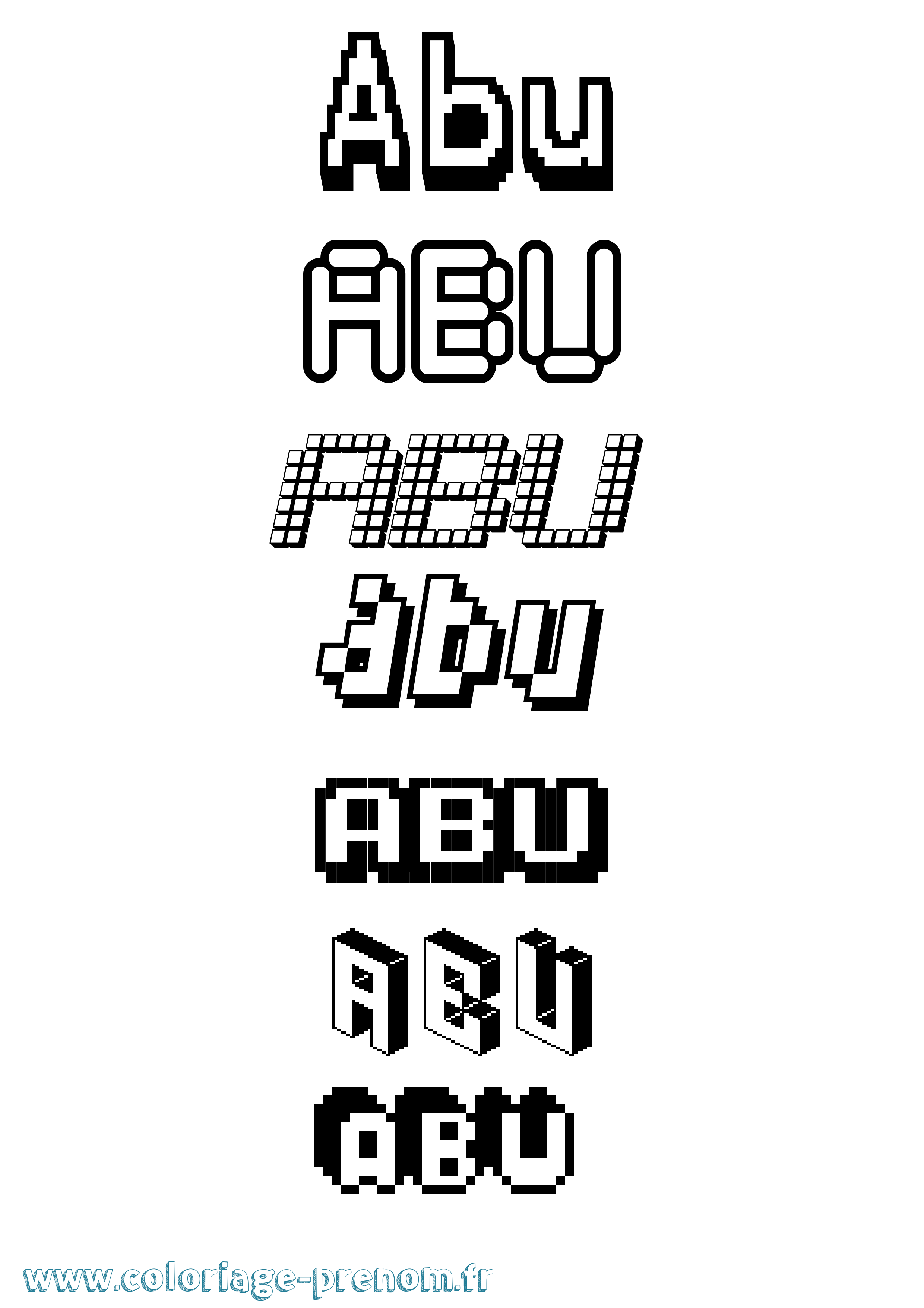 Coloriage prénom Abu Pixel