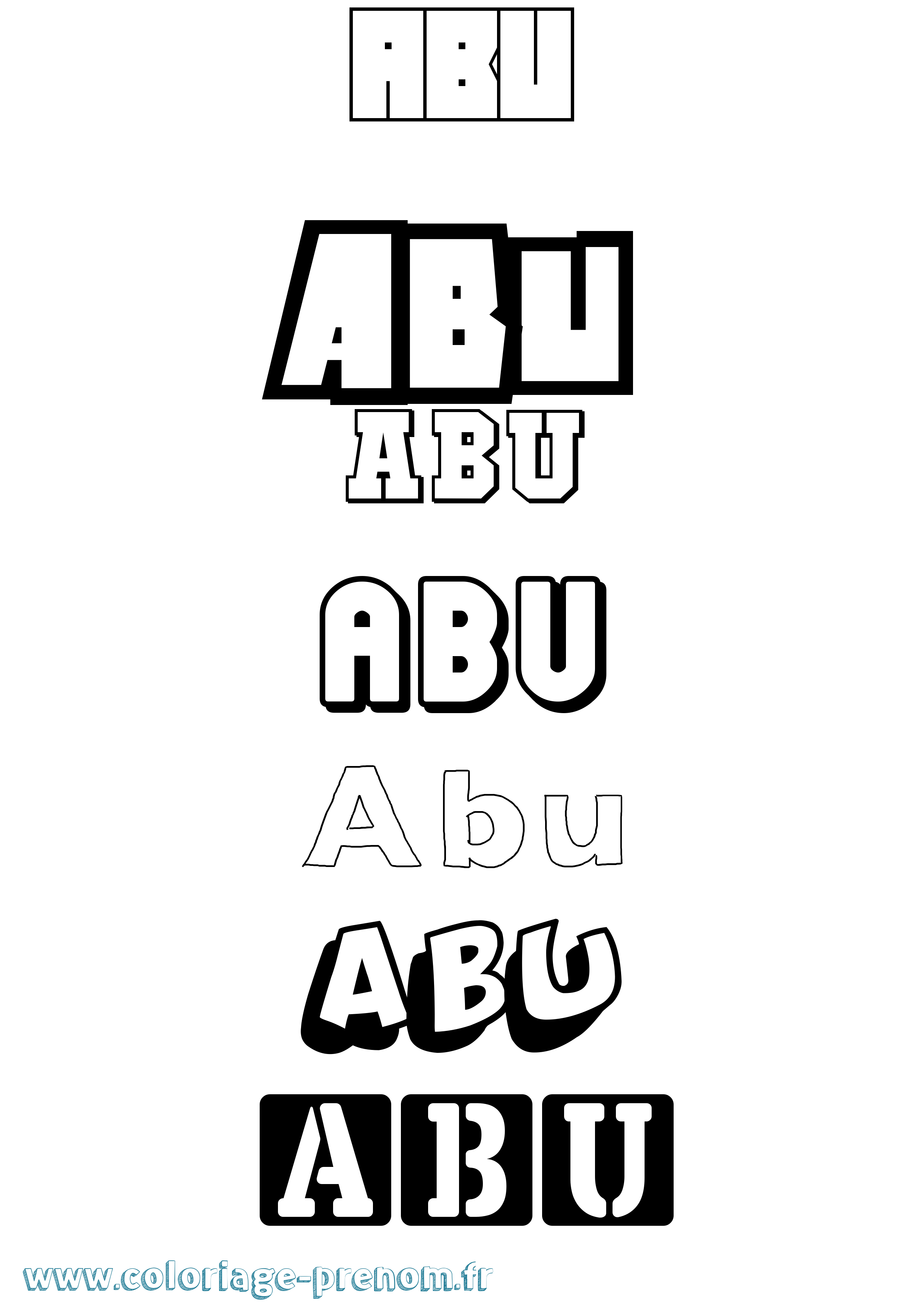Coloriage prénom Abu Simple