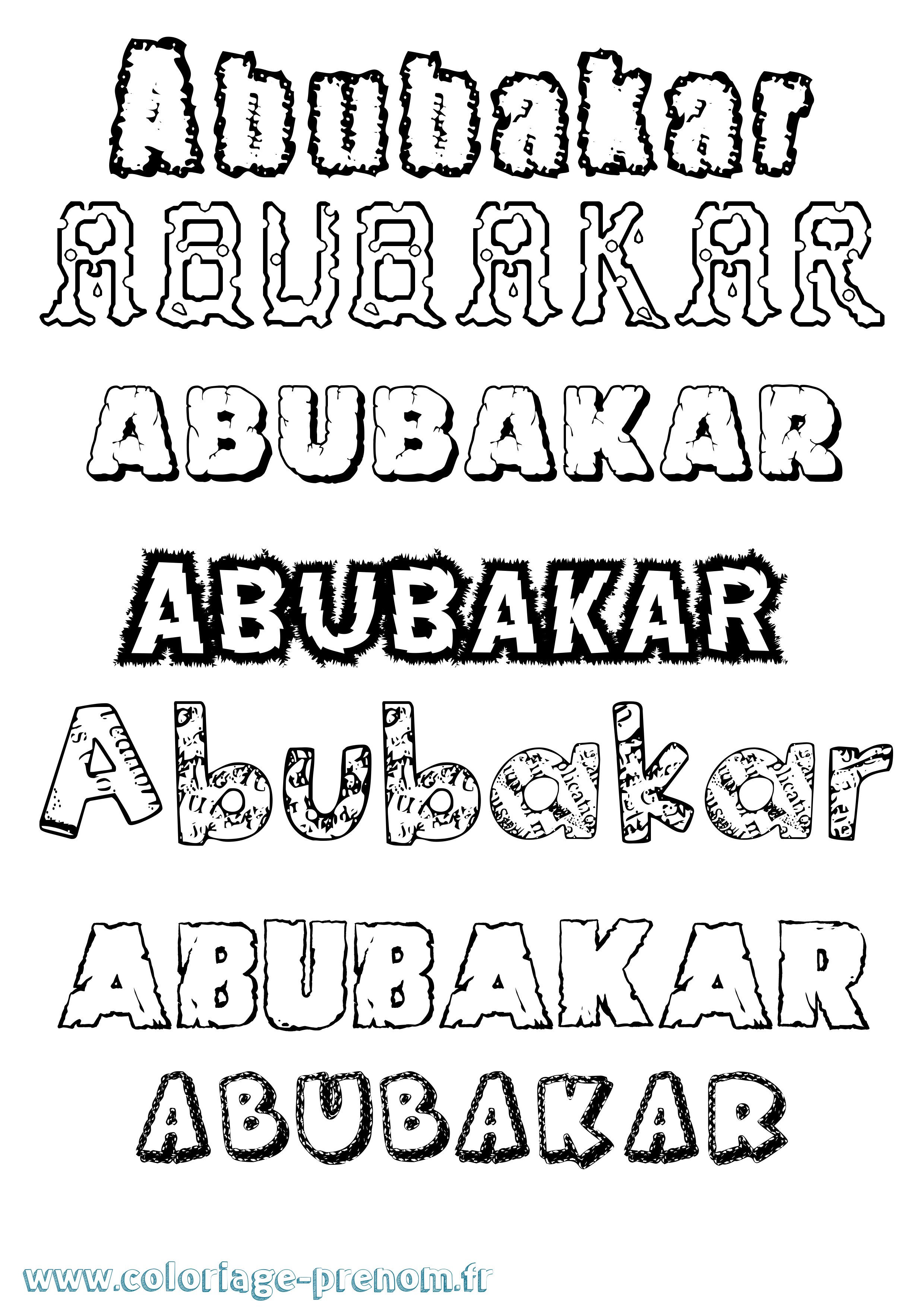 Coloriage Abubakar Destructuré Coloriage prénom Abubakar Destructuré