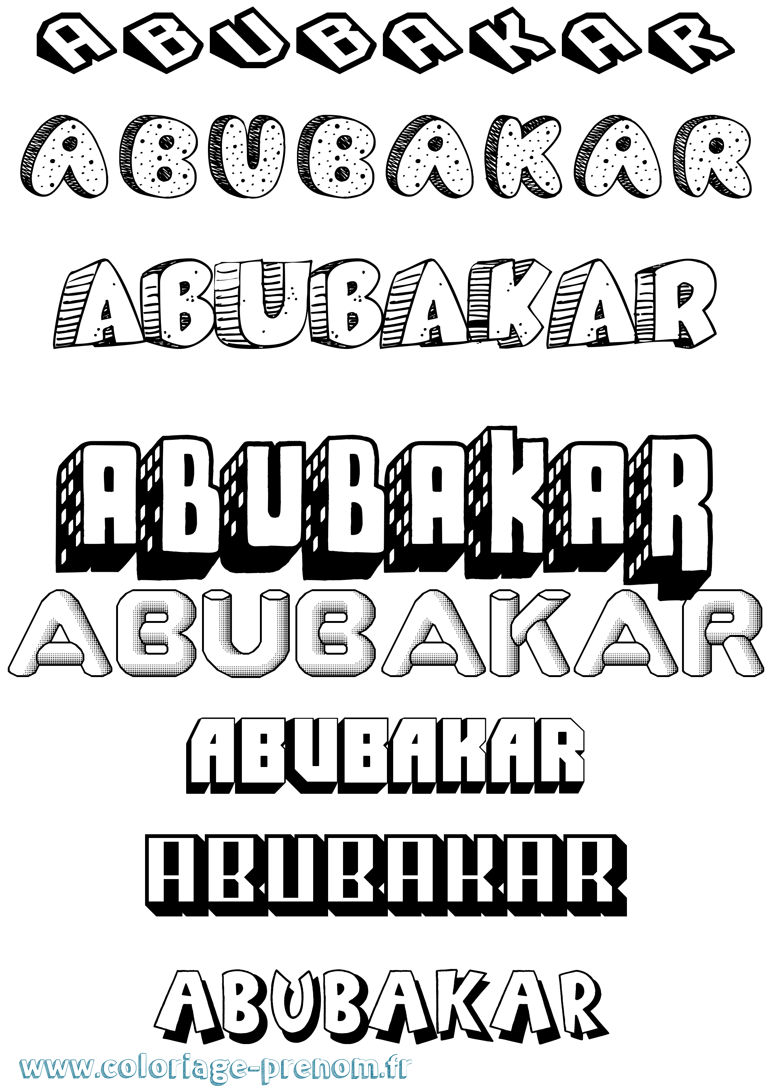 Coloriage Abubakar Effet 3D Coloriage prénom Abubakar Effet 3D