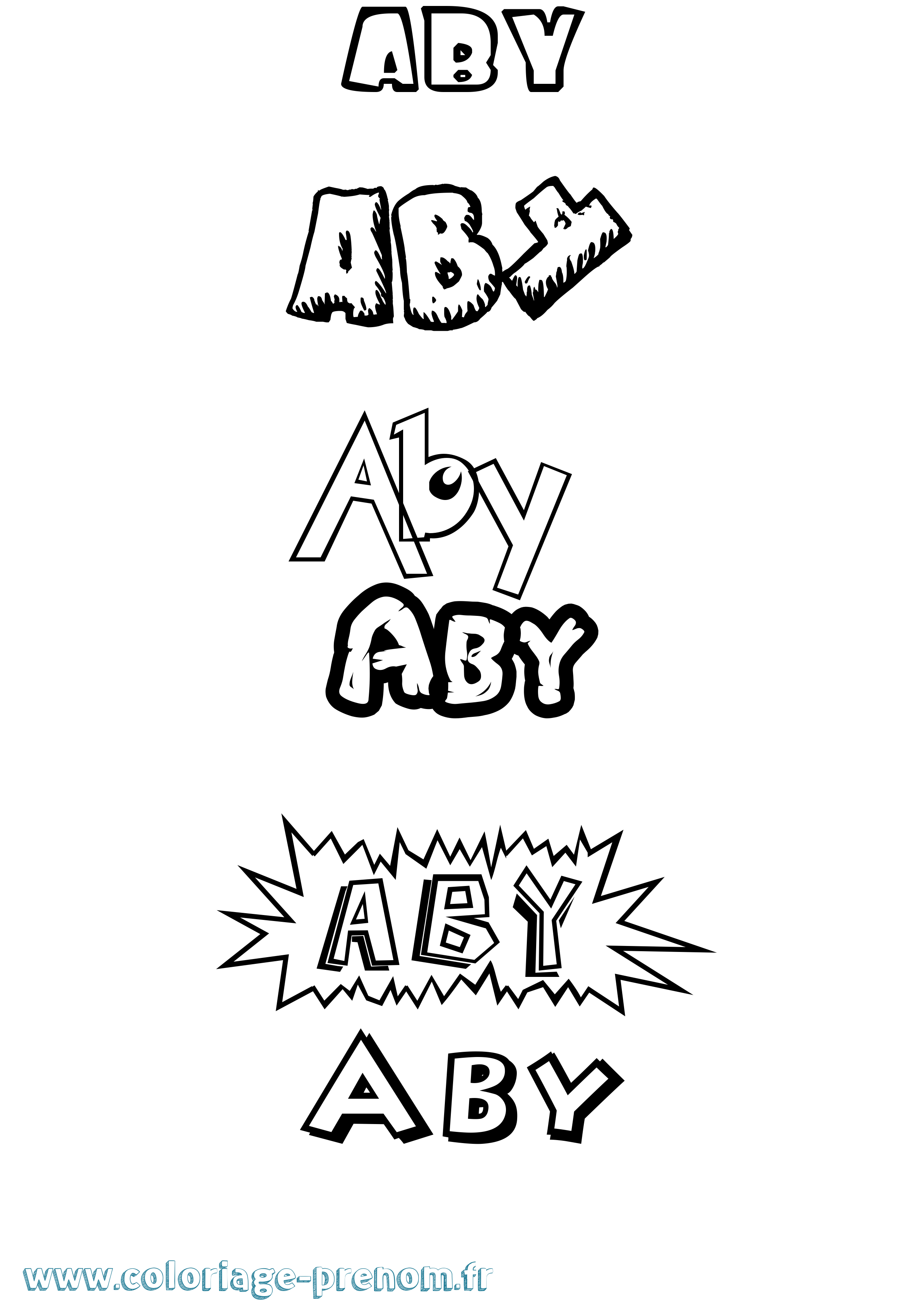 Coloriage Aby Dessin Animé Coloriage prénom Aby Dessin Animé
