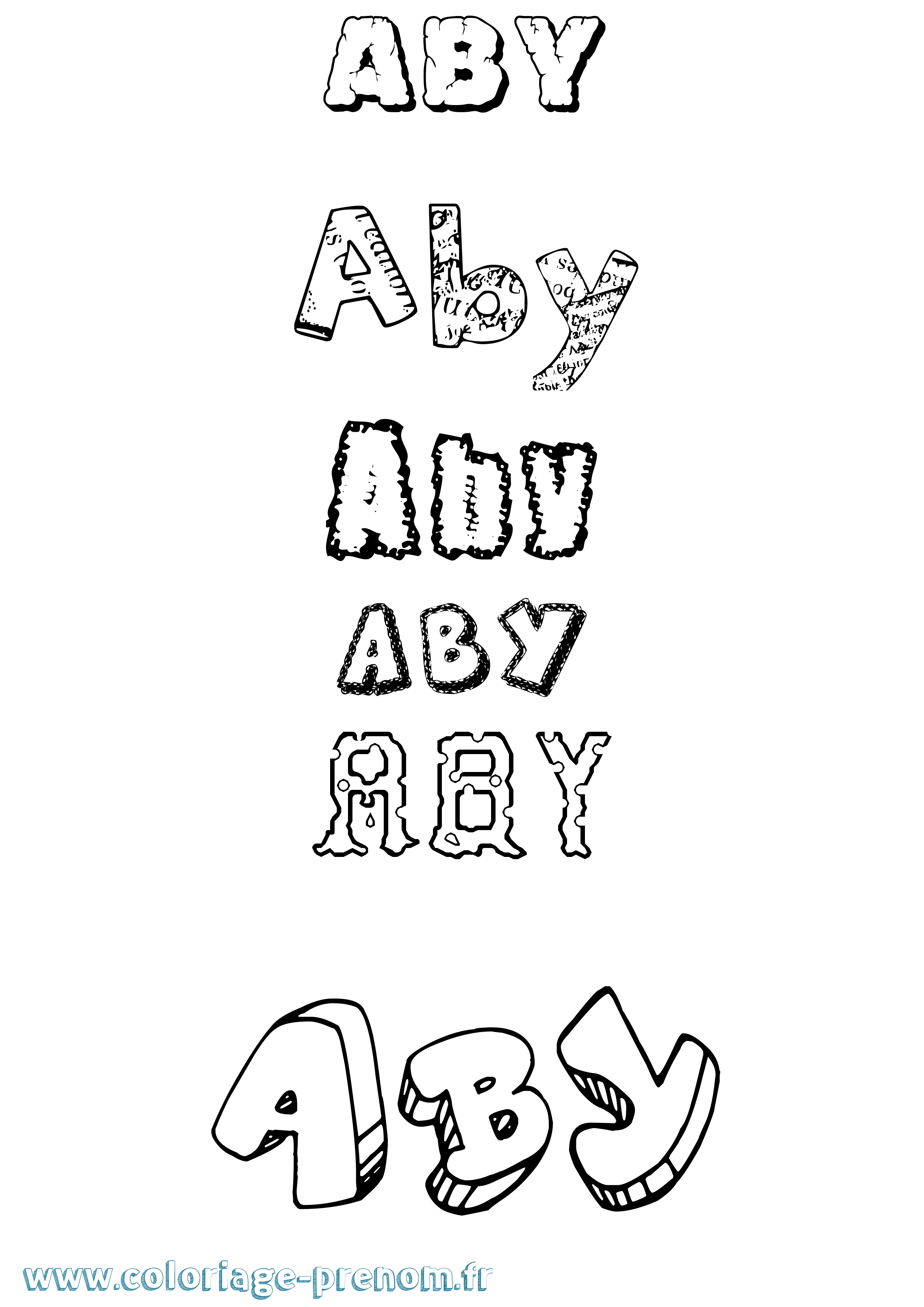 Coloriage Aby Destructuré Coloriage prénom Aby Destructuré