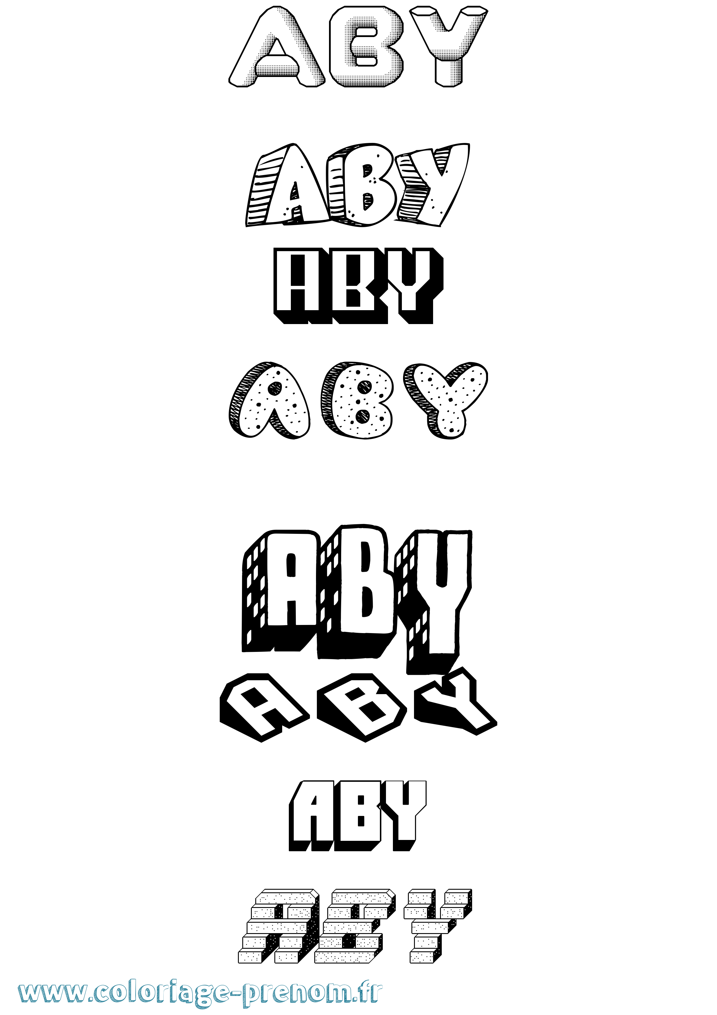 Coloriage Aby Effet 3D Coloriage prénom Aby Effet 3D