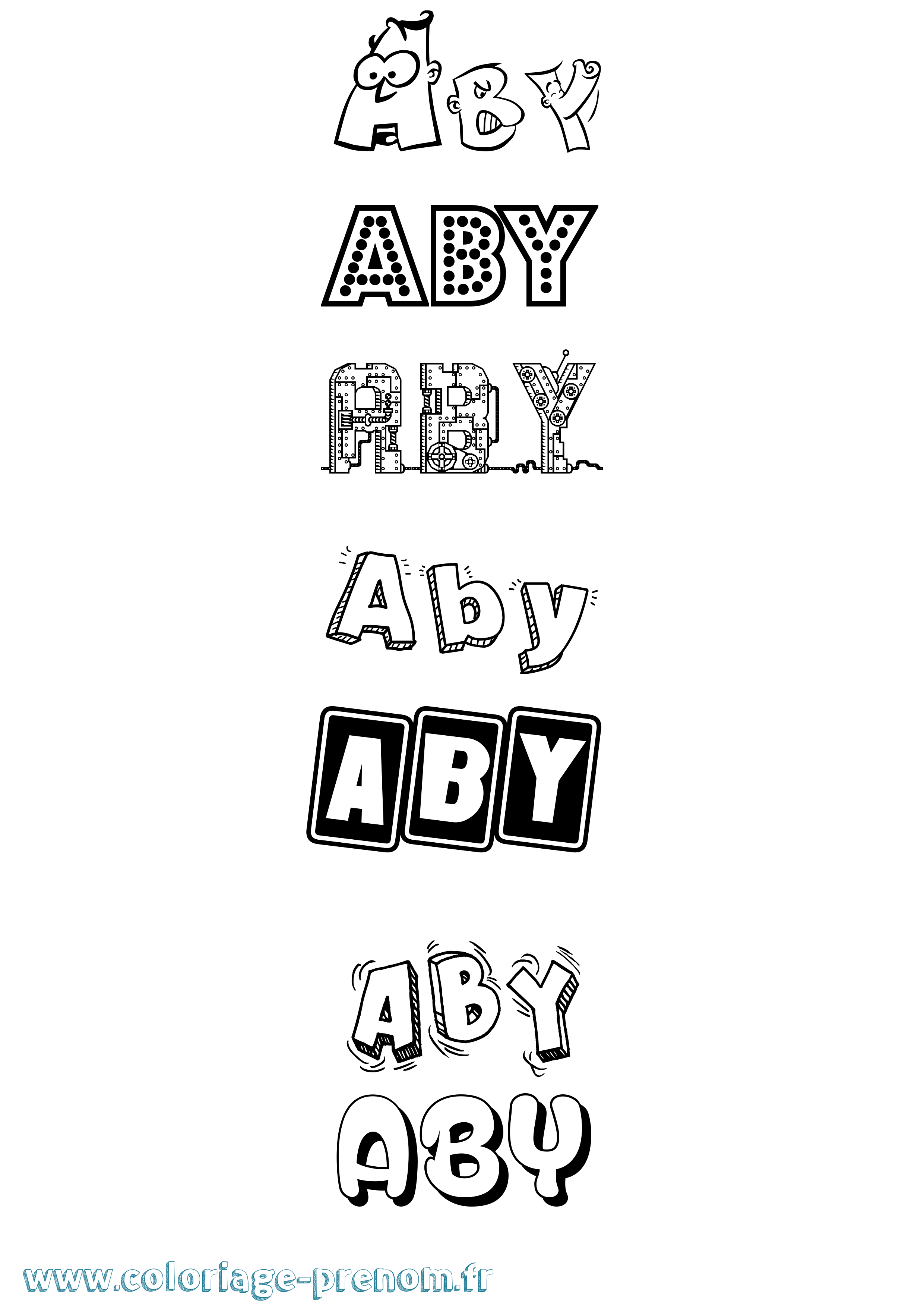 Coloriage Aby Fun Coloriage prénom Aby Fun