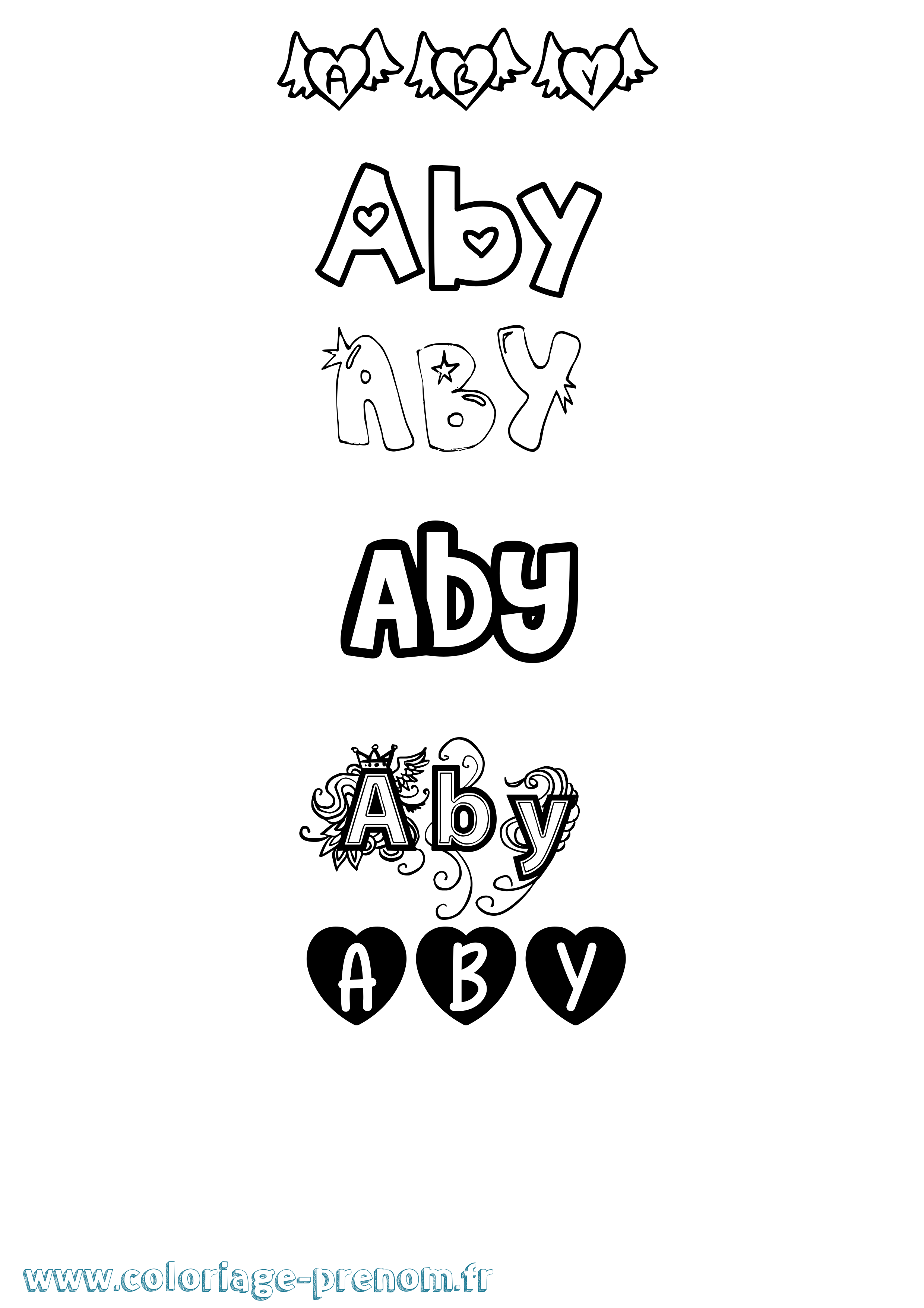 Coloriage Aby Girly Coloriage prénom Aby Girly