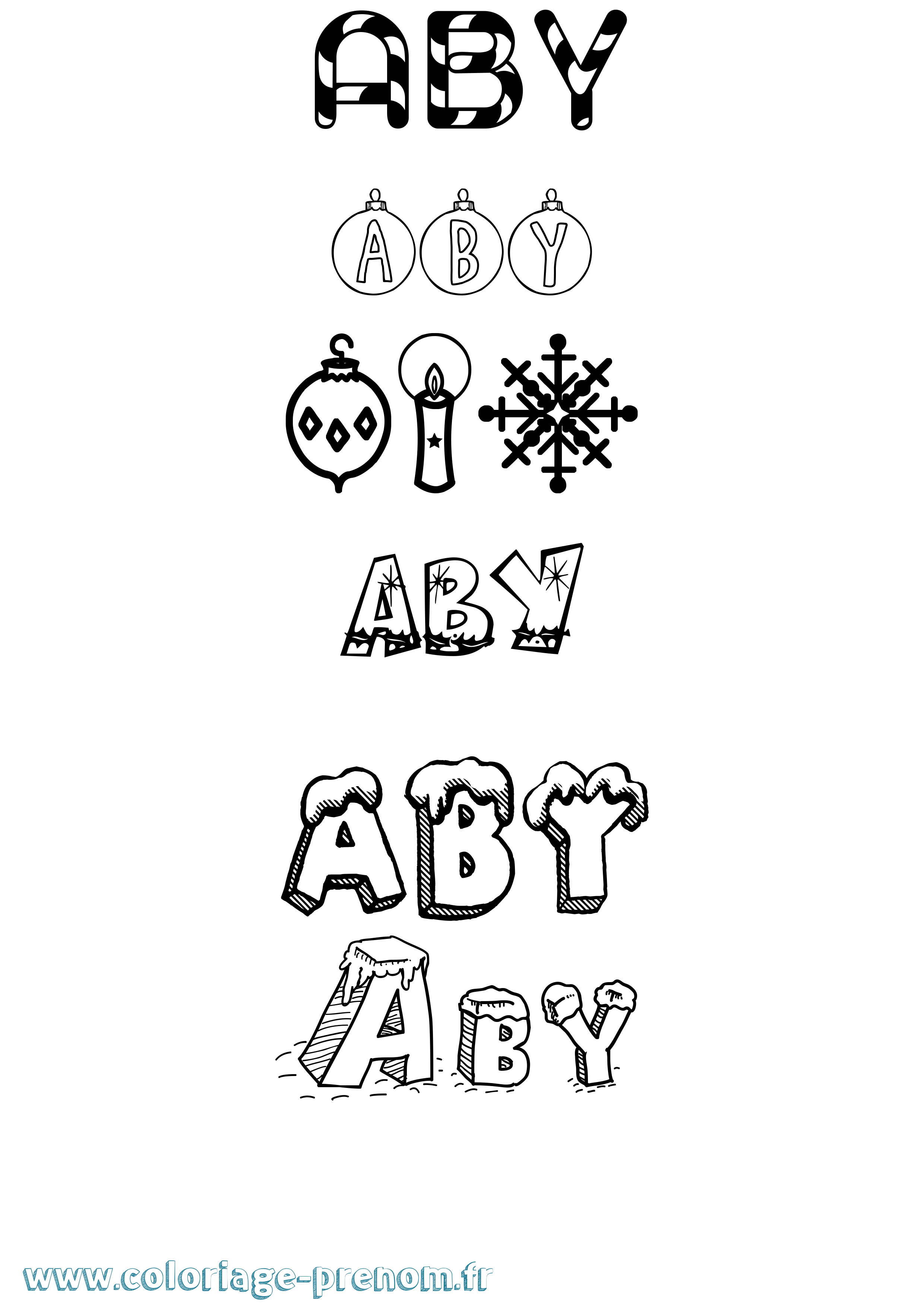Coloriage Aby Noël Coloriage prénom Aby Noël