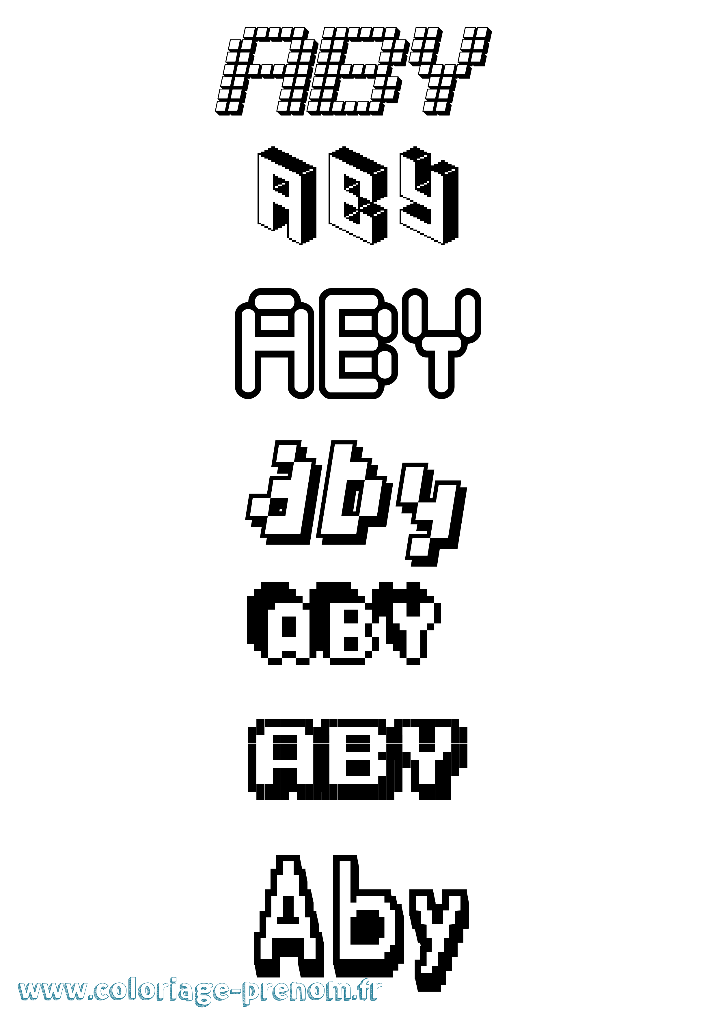 Coloriage Aby Pixel Coloriage prénom Aby Pixel