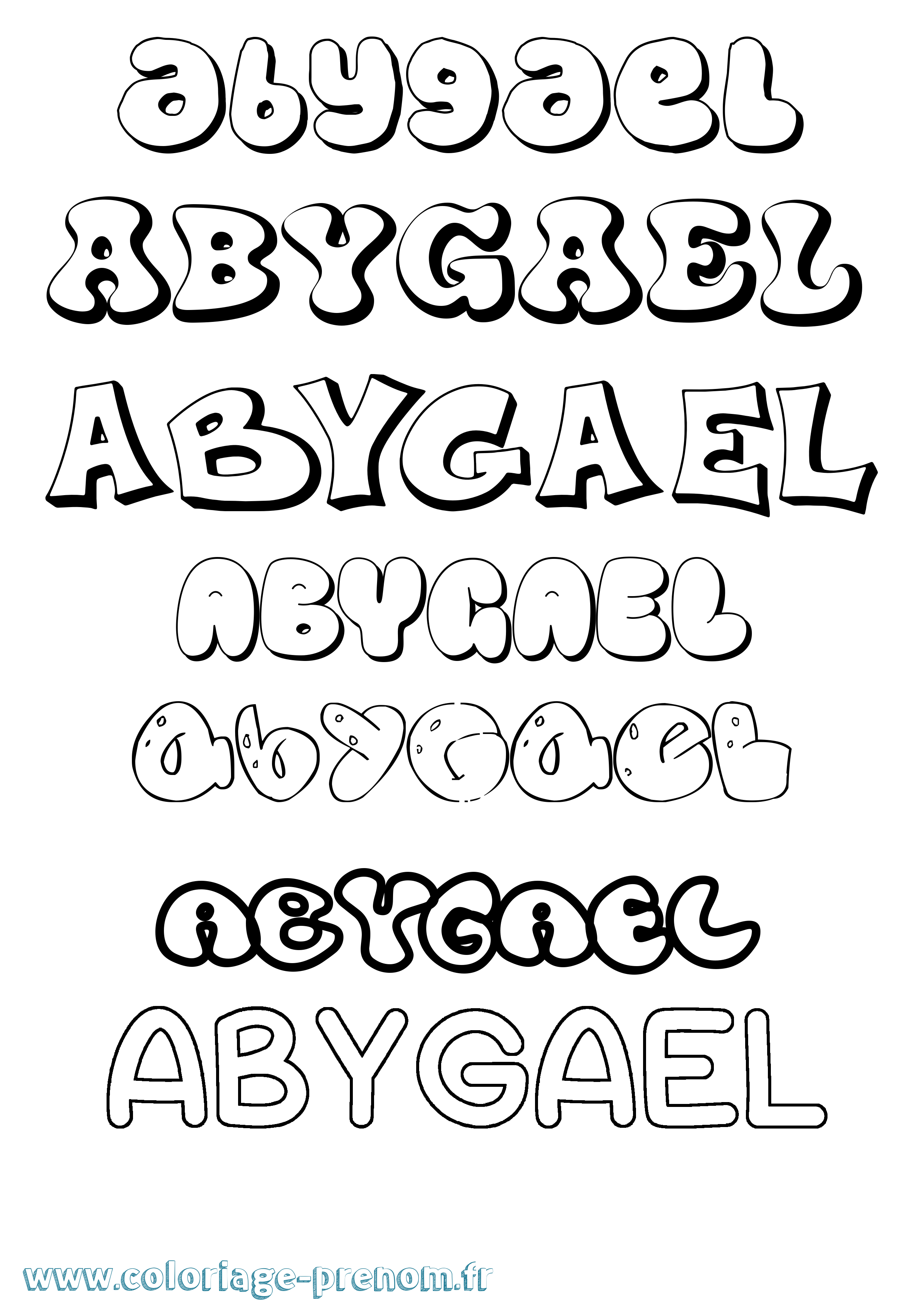 Coloriage prénom Abygael Bubble