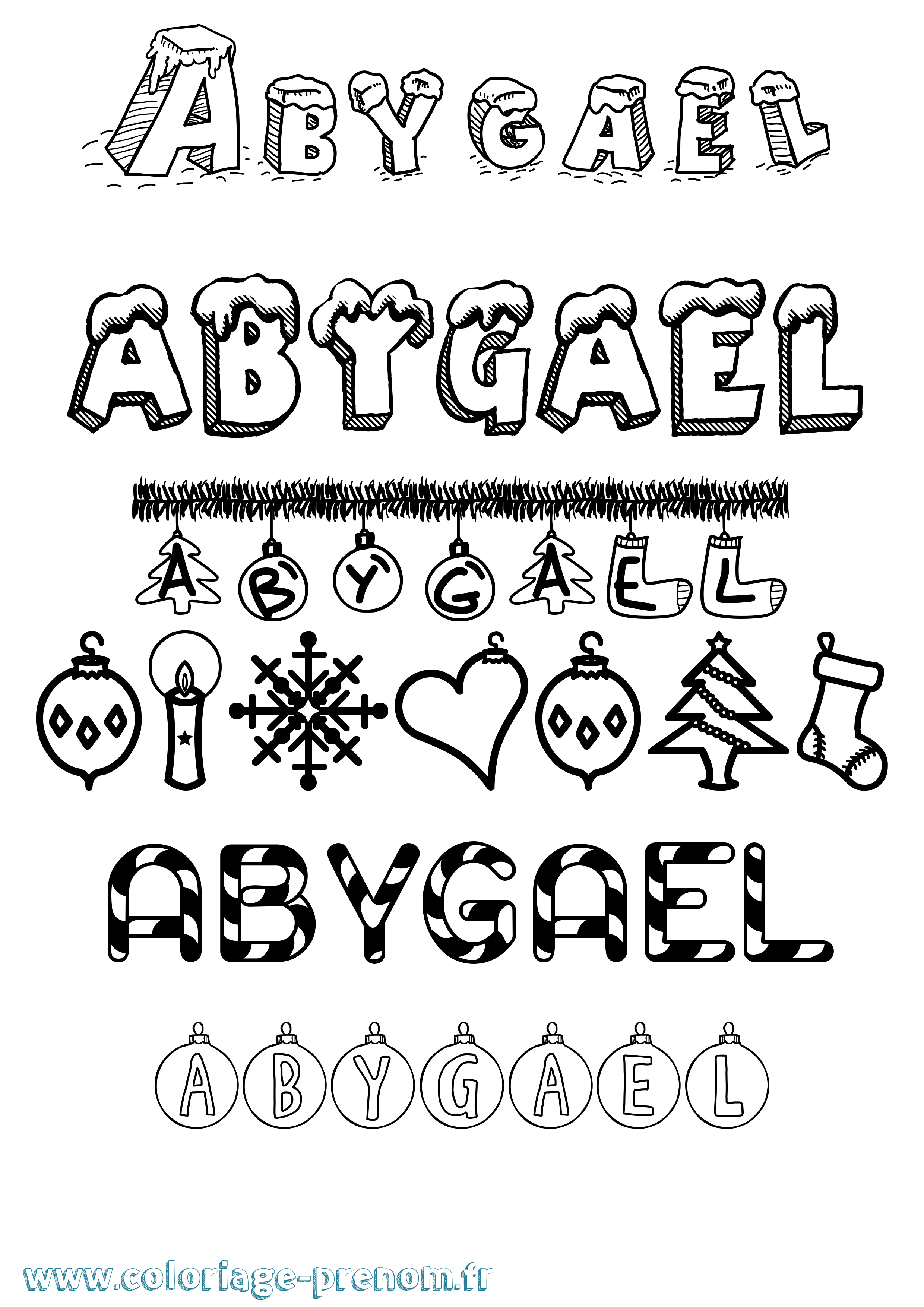 Coloriage prénom Abygael Noël