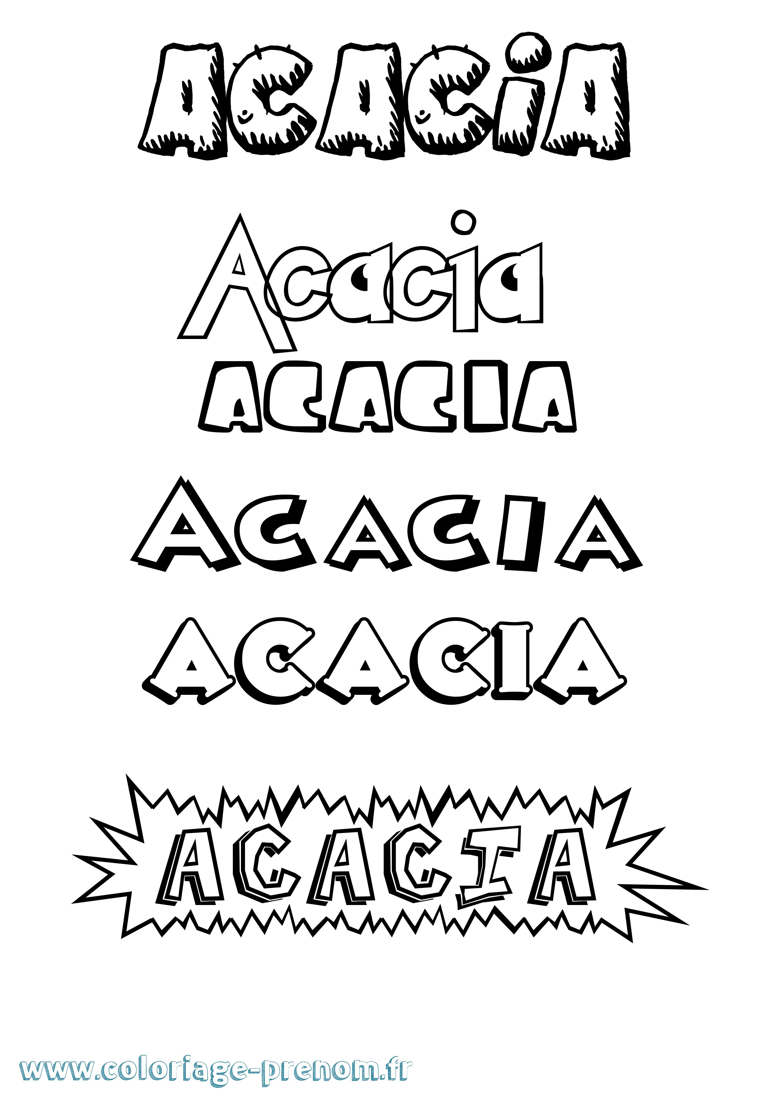 Coloriage prénom Acacia Dessin Animé