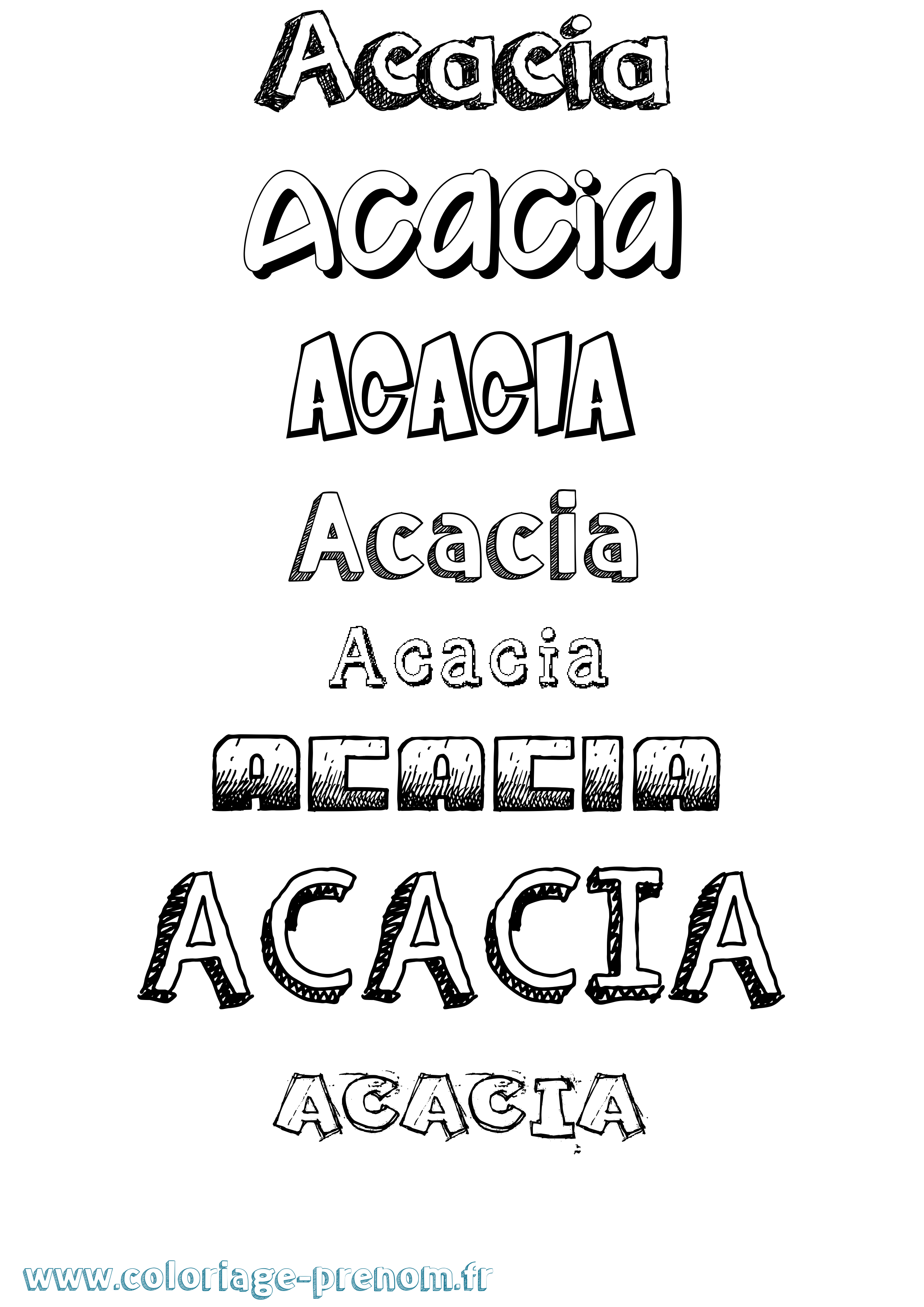 Coloriage prénom Acacia Dessiné