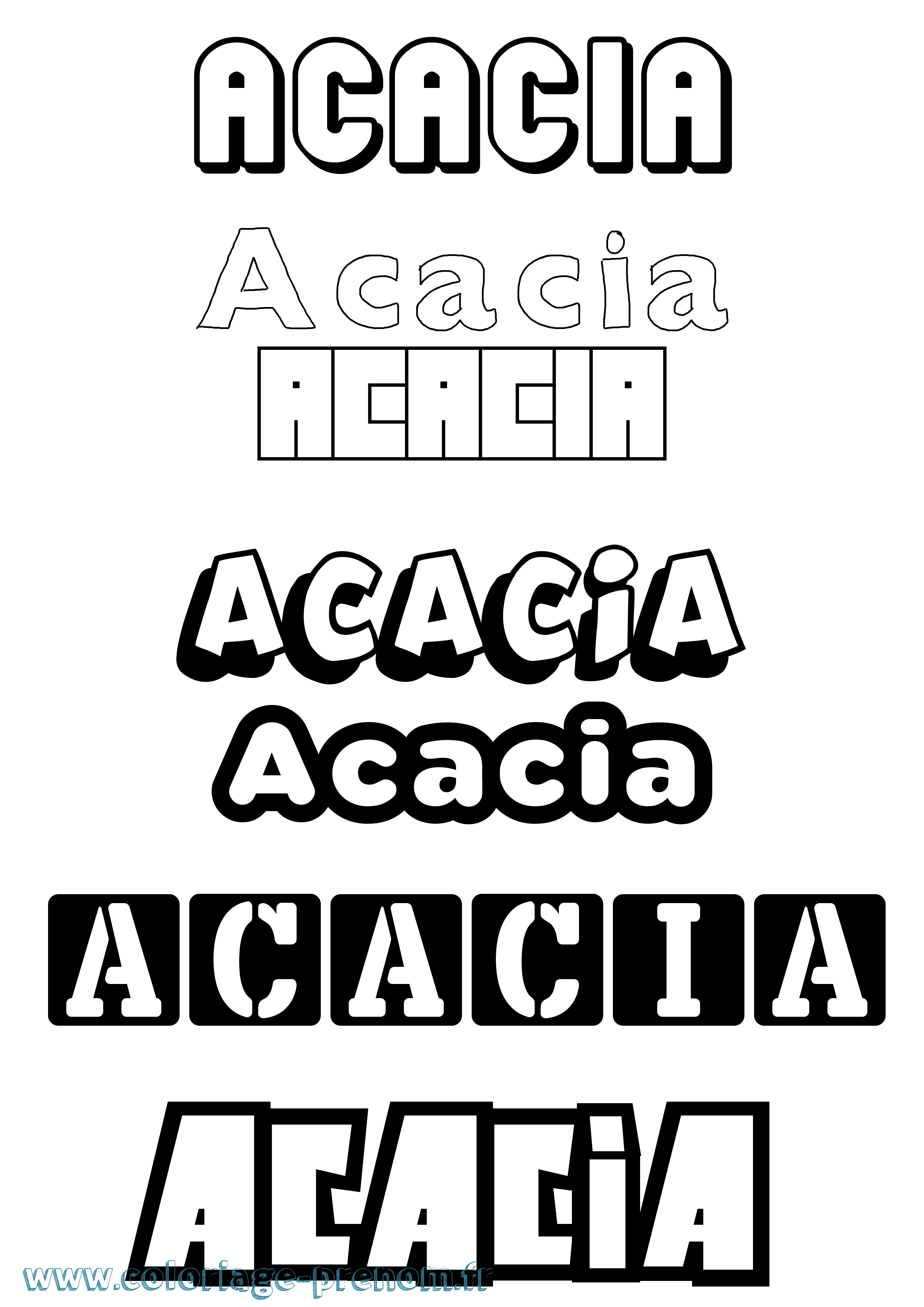 Coloriage prénom Acacia Simple
