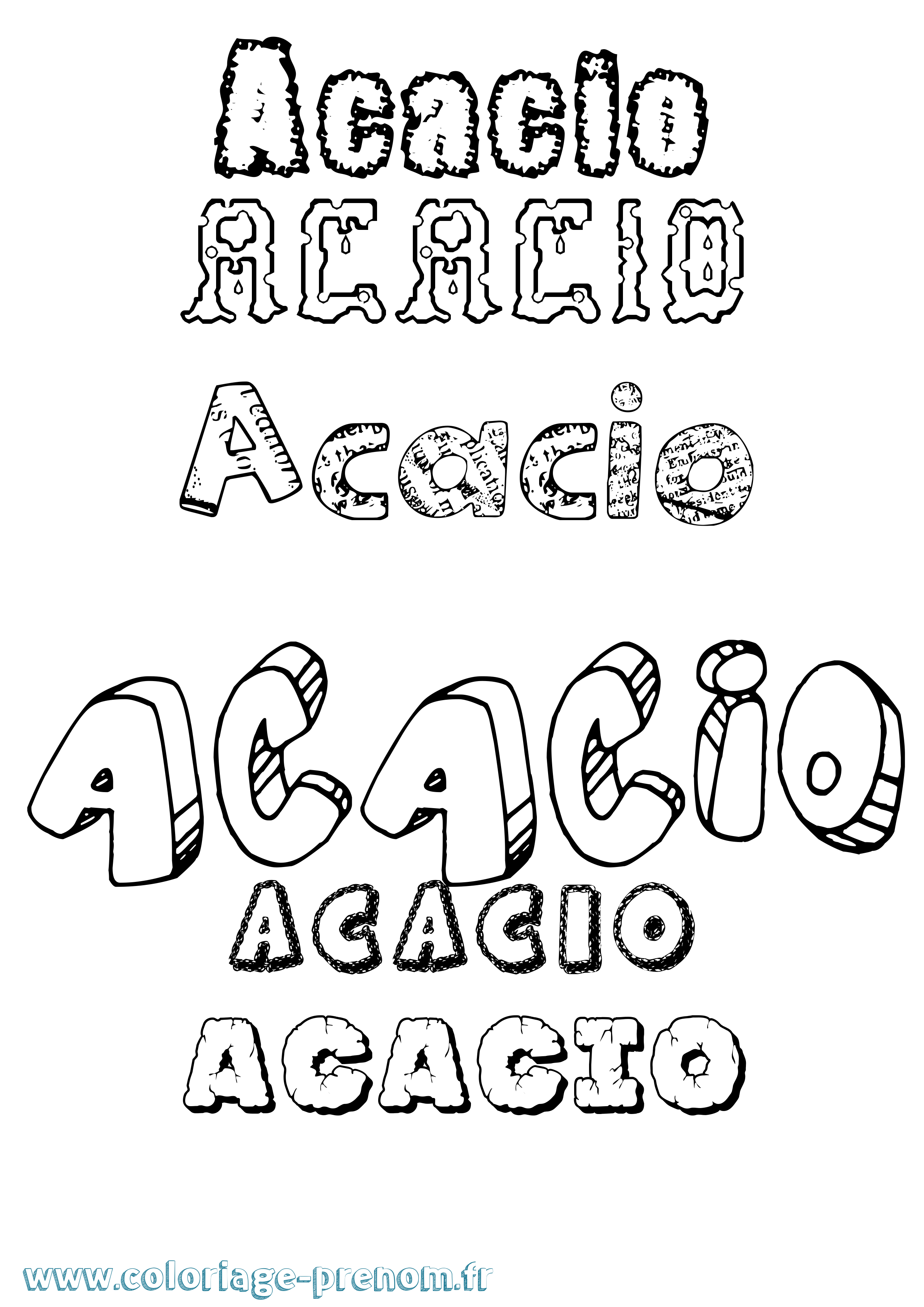 Coloriage prénom Acacio Destructuré