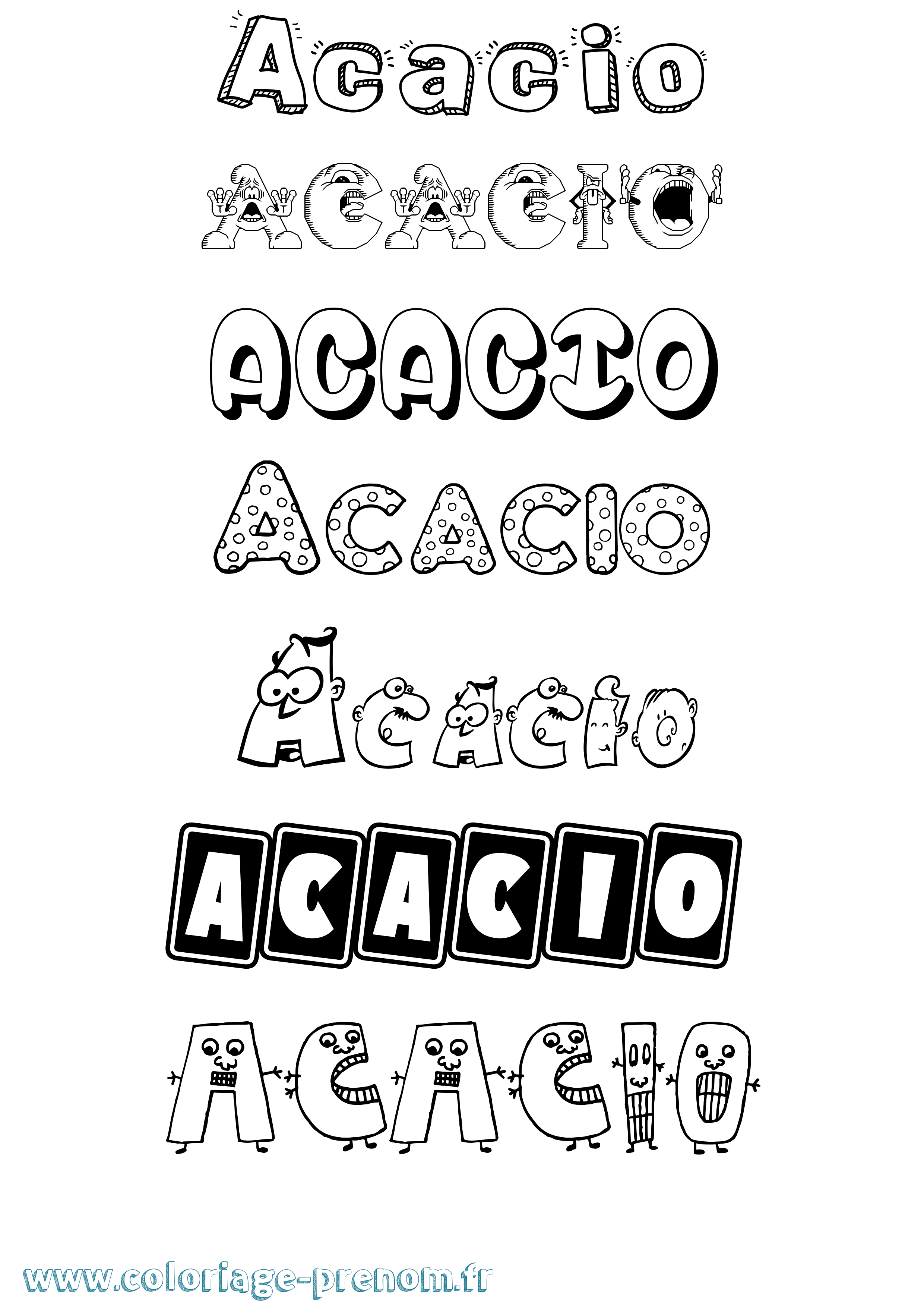 Coloriage prénom Acacio Fun