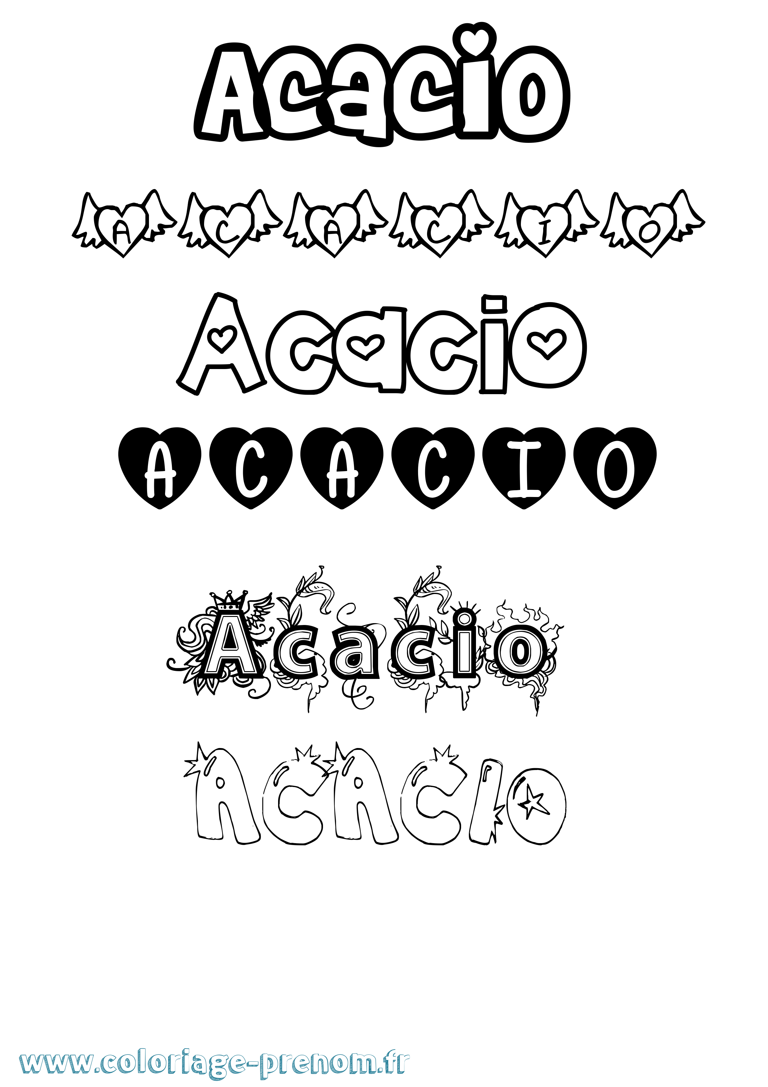 Coloriage prénom Acacio Girly