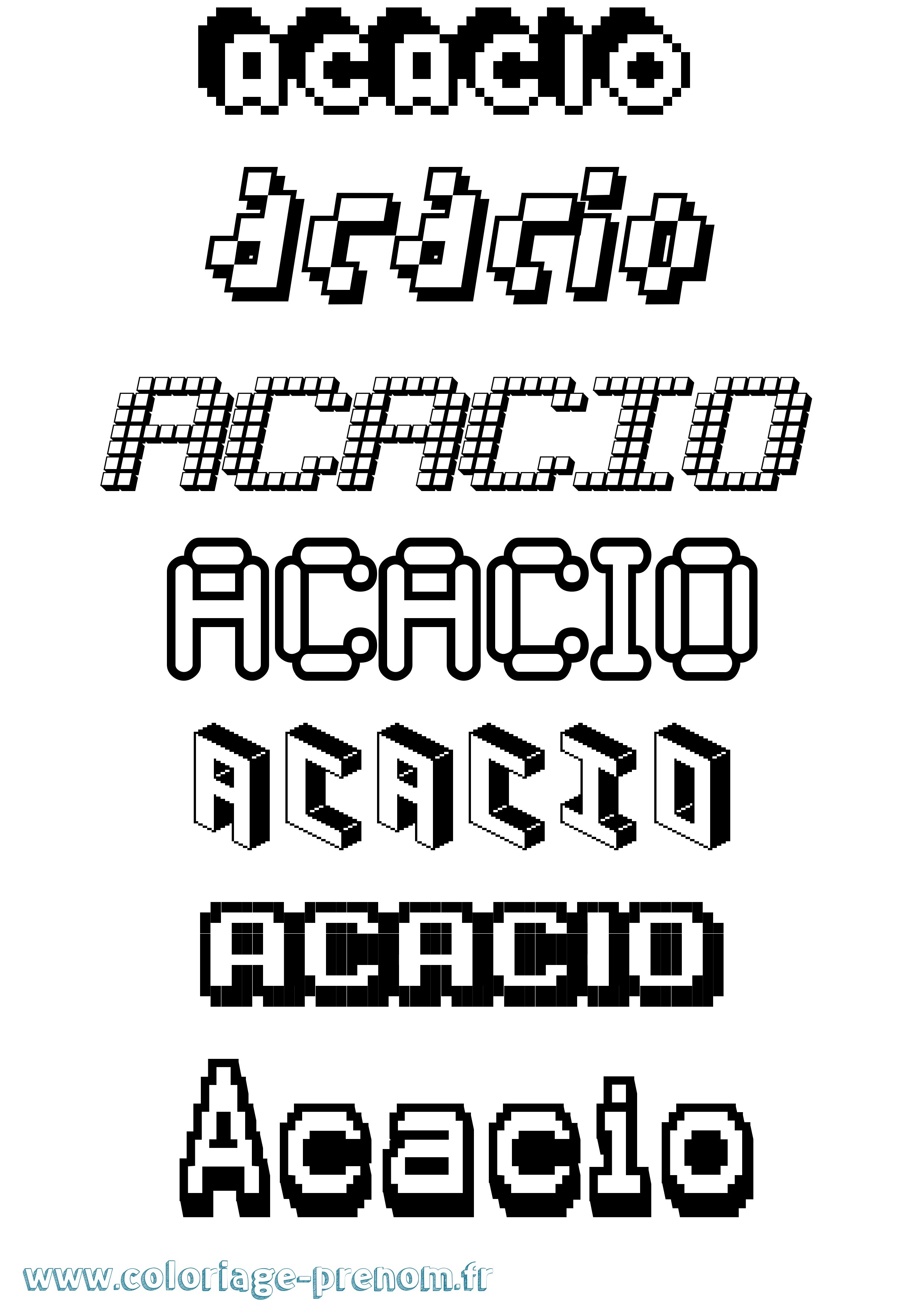 Coloriage prénom Acacio Pixel