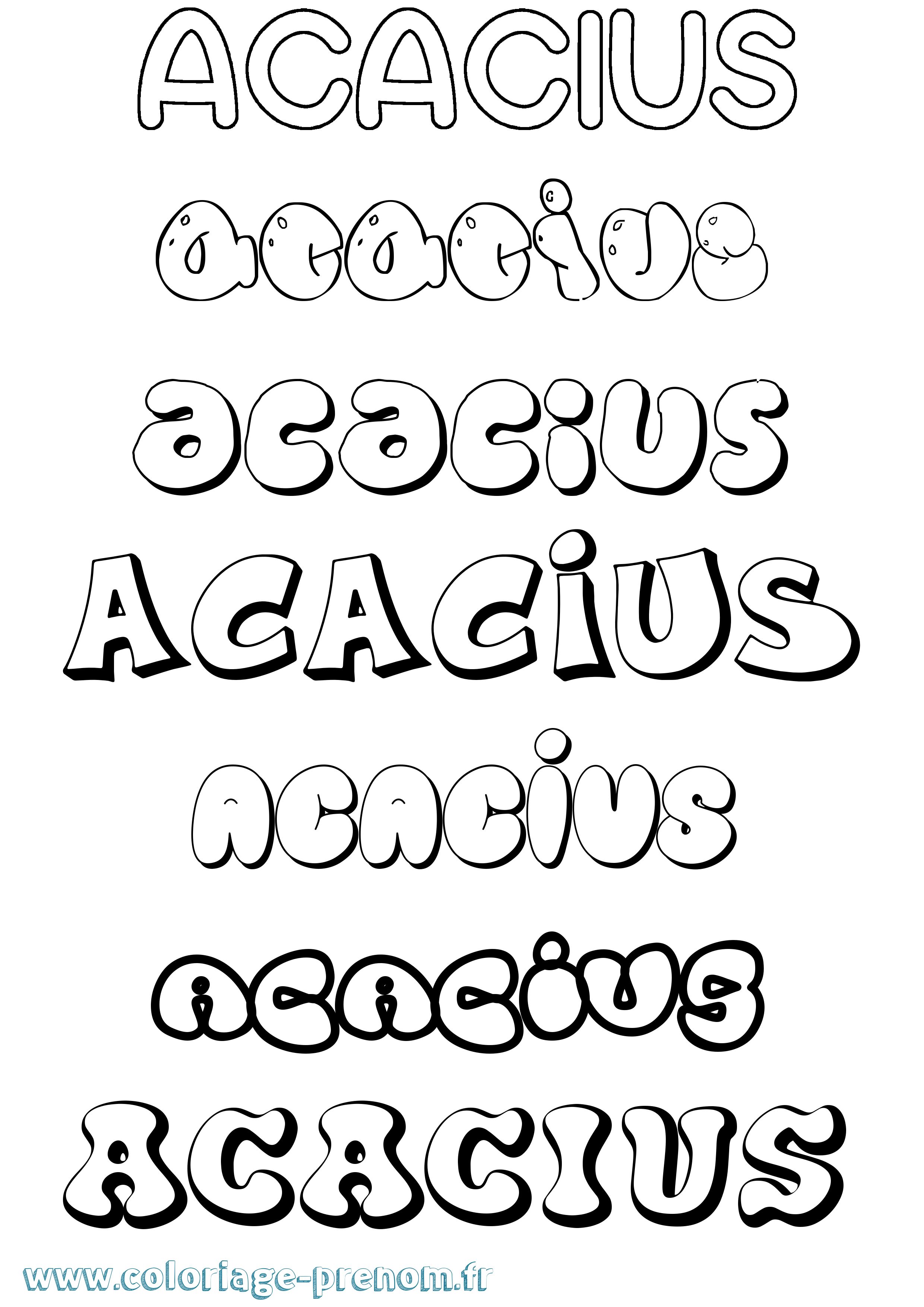 Coloriage prénom Acacius Bubble