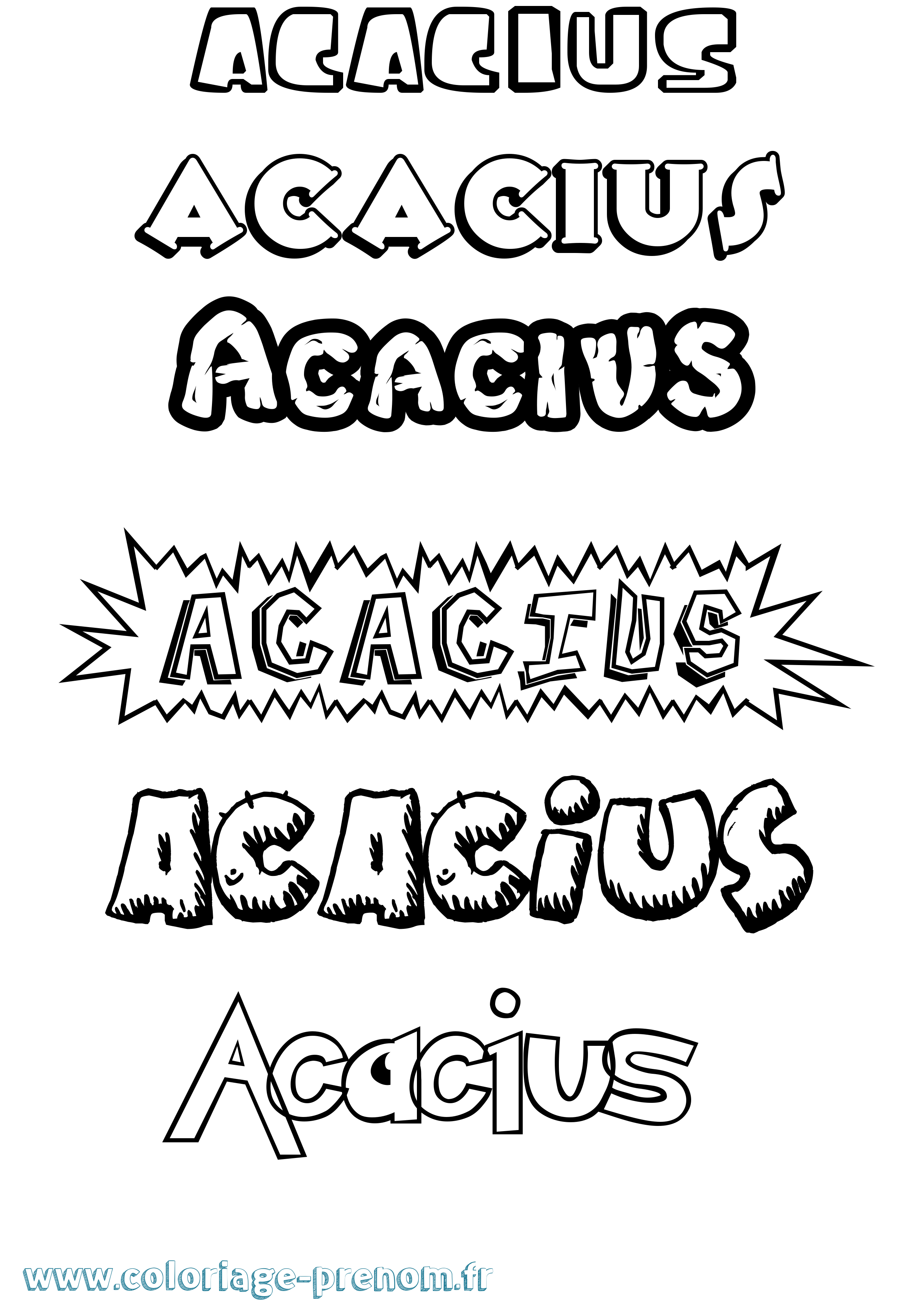 Coloriage prénom Acacius Dessin Animé