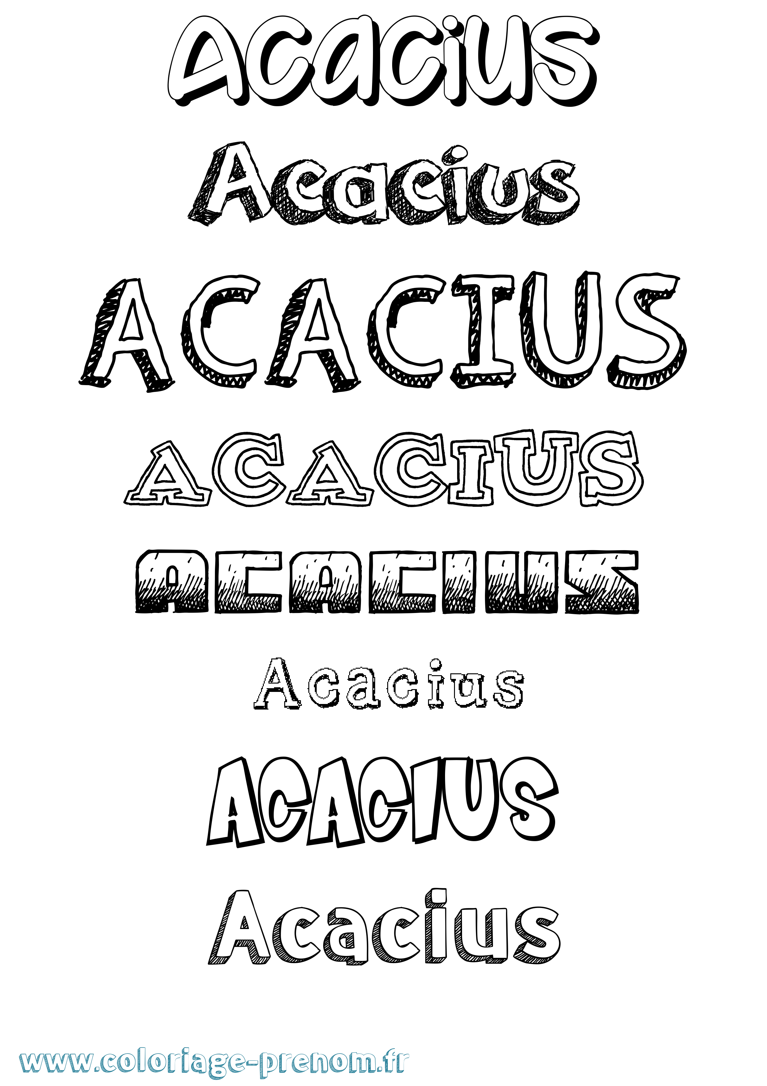 Coloriage prénom Acacius Dessiné