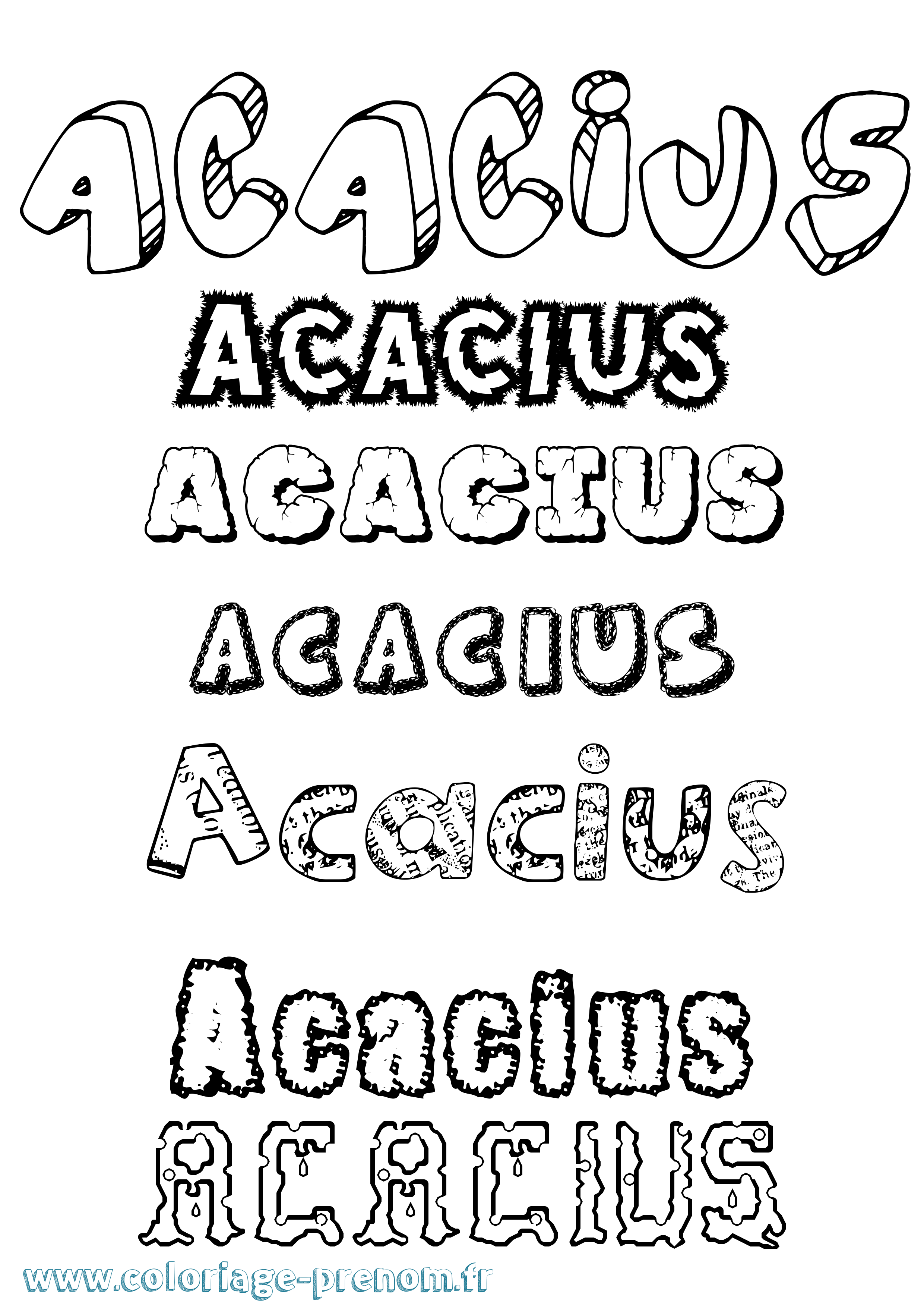 Coloriage prénom Acacius Destructuré