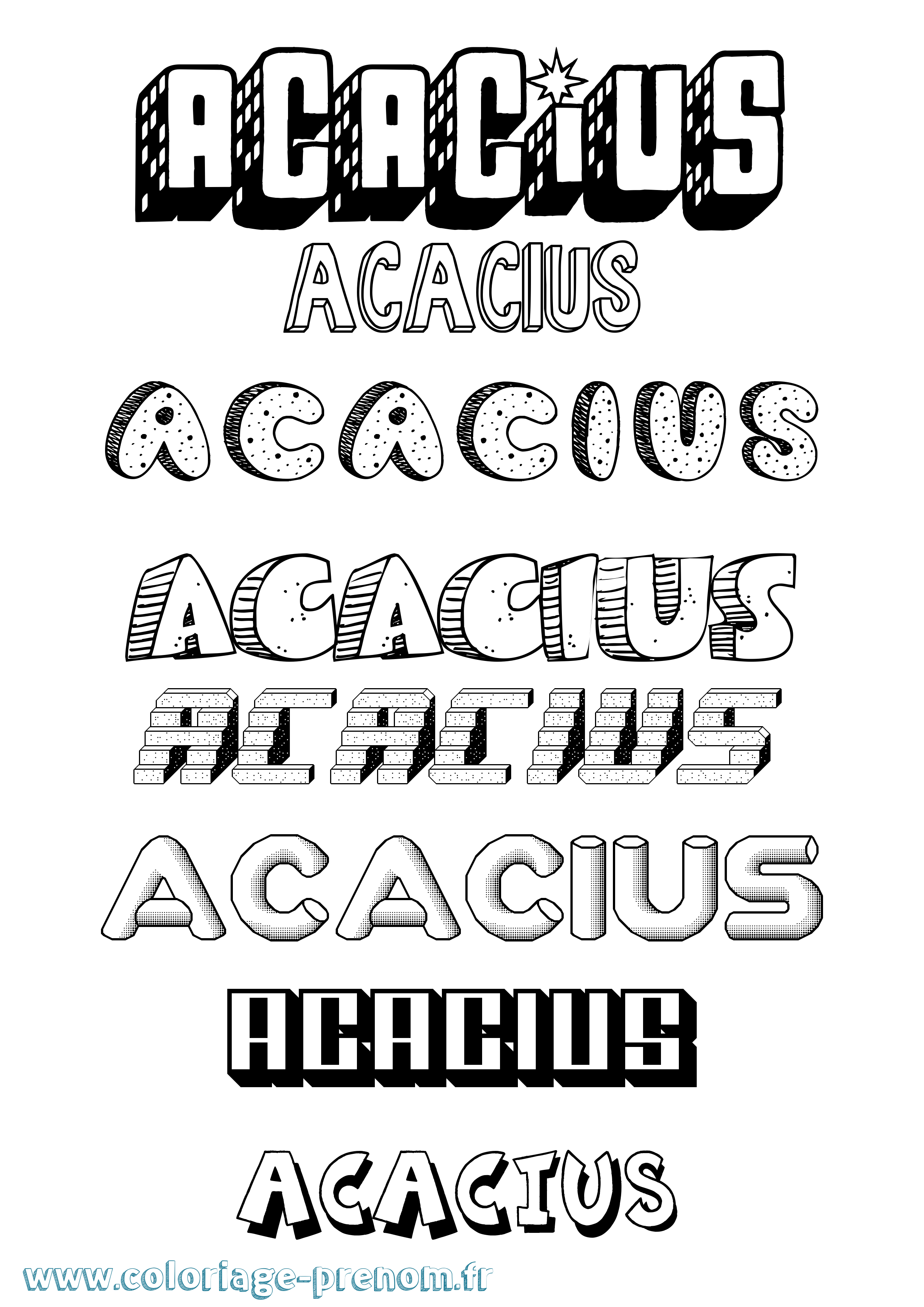 Coloriage Acacius Effet 3D Coloriage prénom Acacius Effet 3D