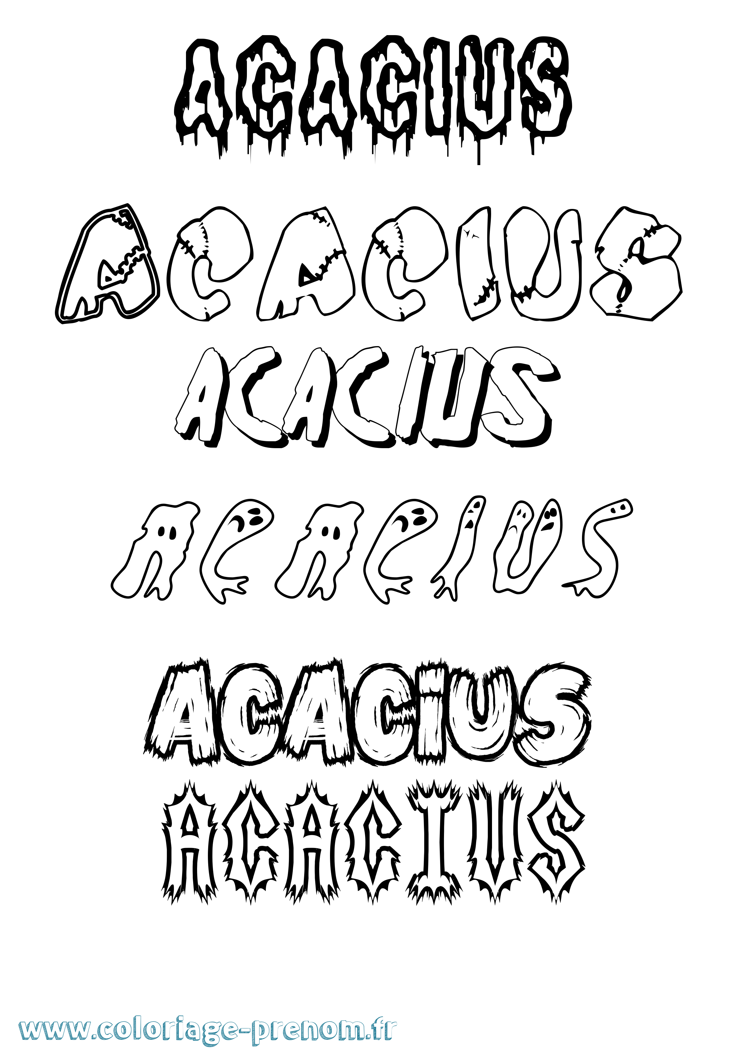 Coloriage Acacius Frisson Coloriage prénom Acacius Frisson