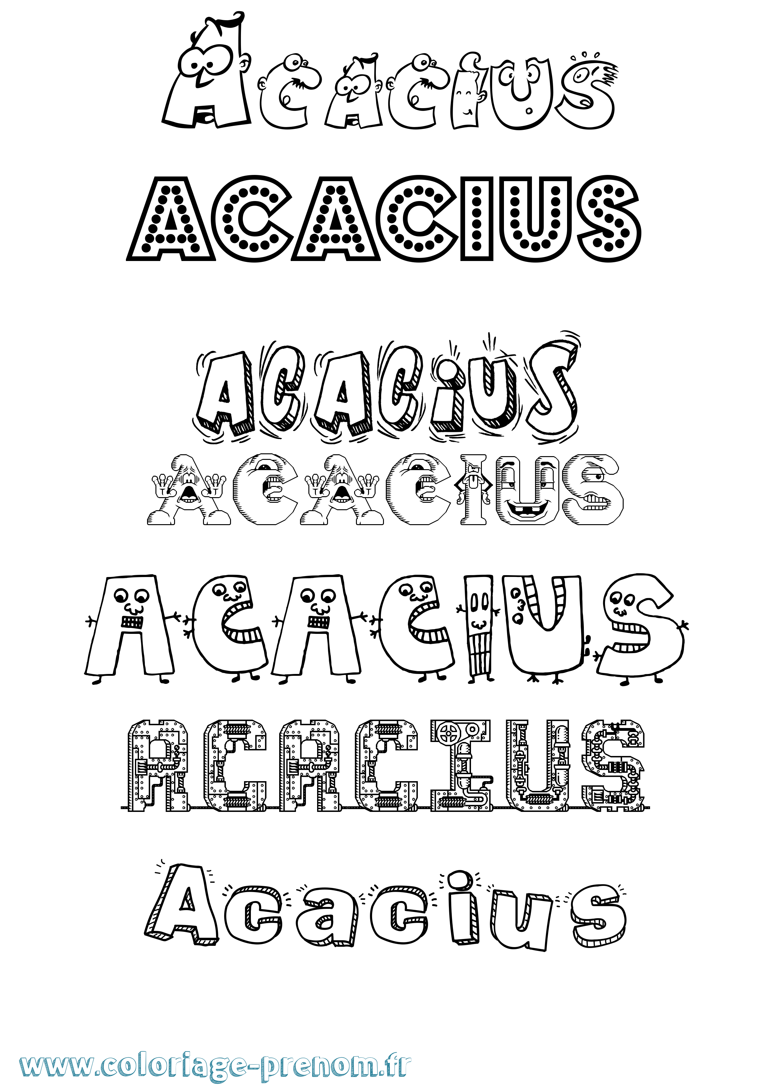 Coloriage prénom Acacius Fun