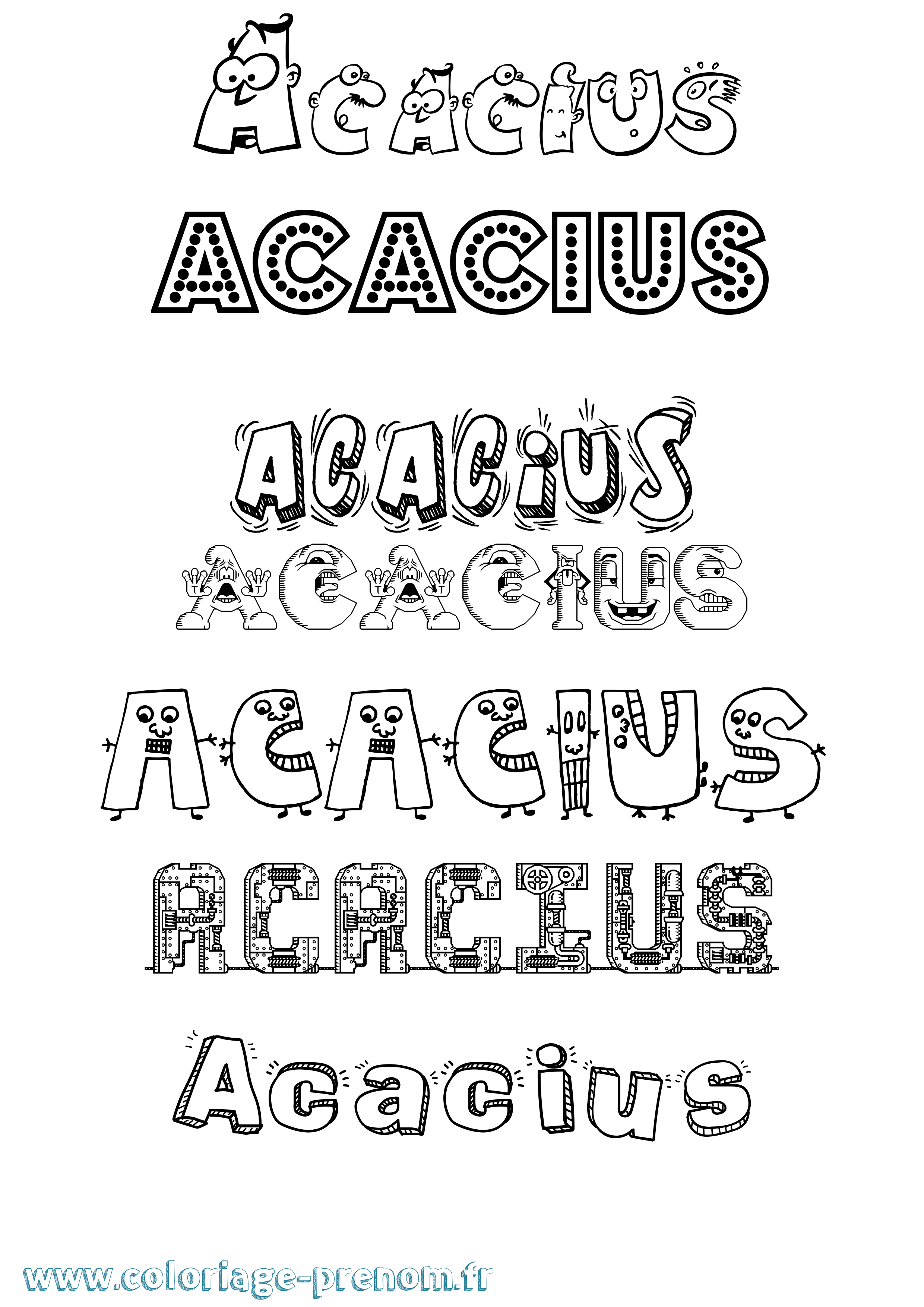 Coloriage Acacius Fun Coloriage prénom Acacius Fun