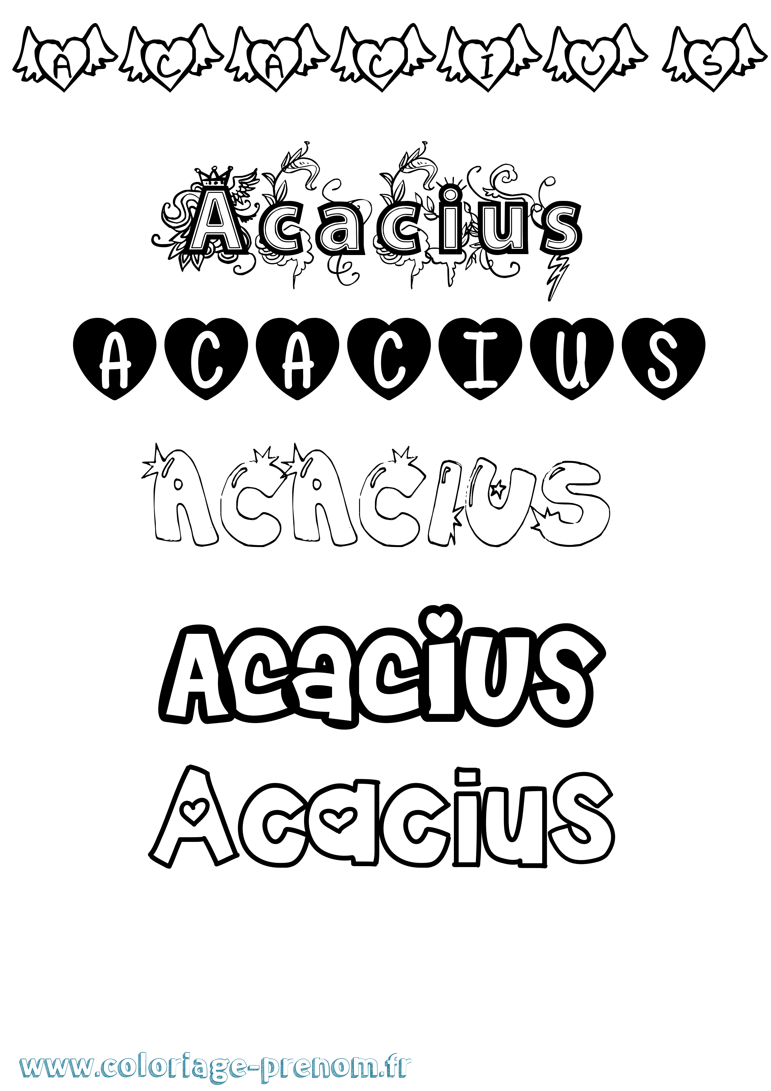 Coloriage Acacius Girly Coloriage prénom Acacius Girly