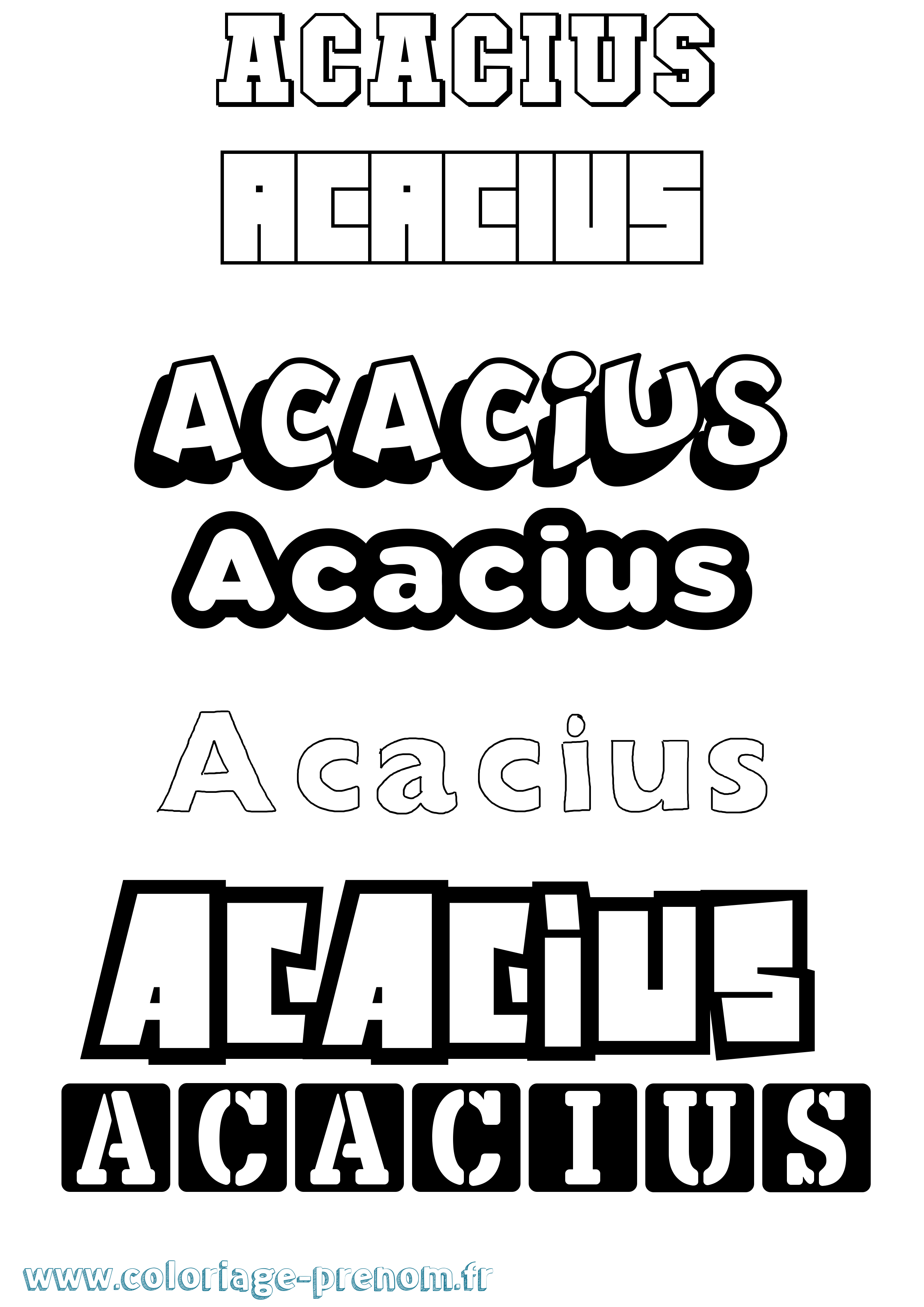 Coloriage prénom Acacius Simple