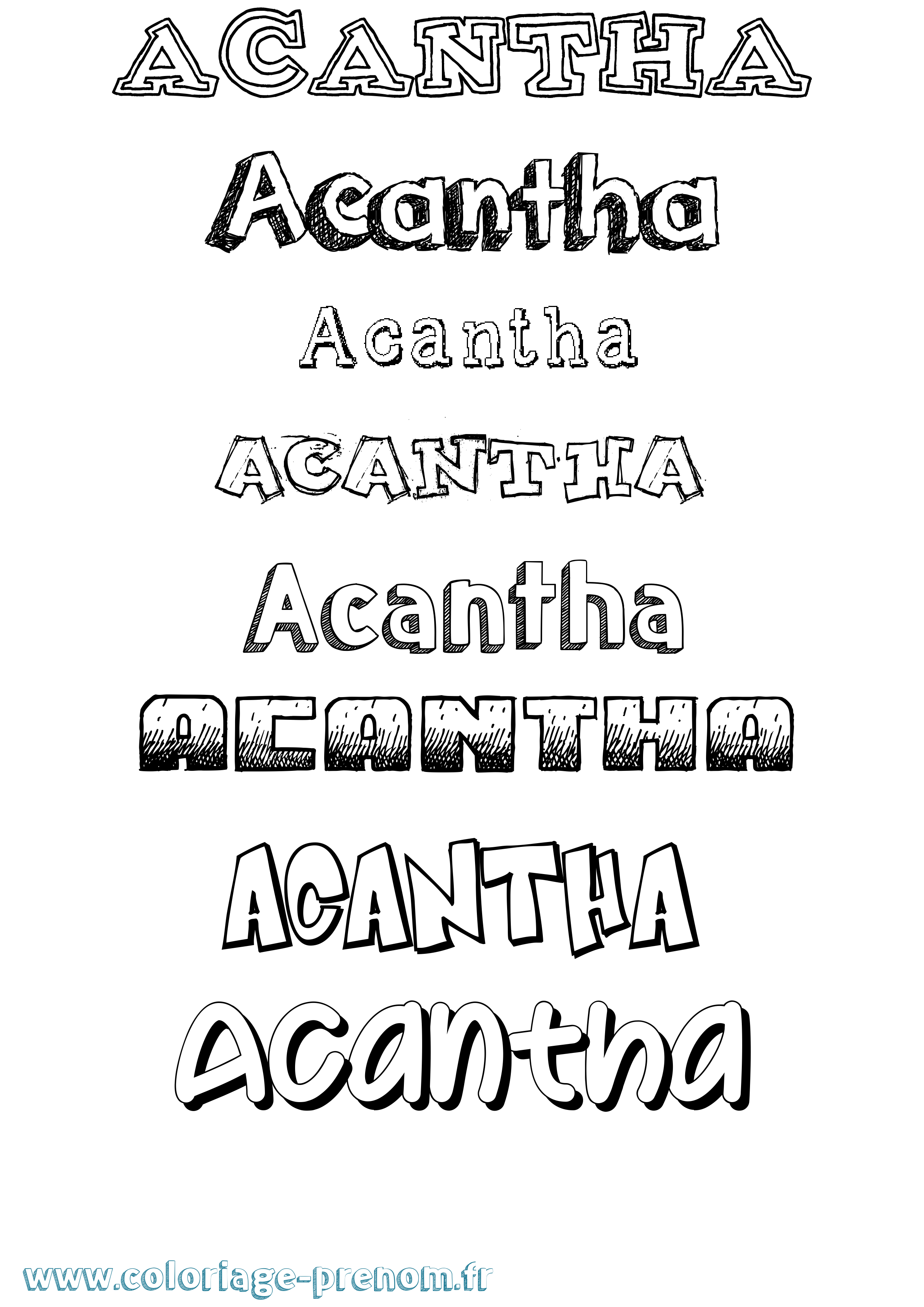 Coloriage prénom Acantha Dessiné