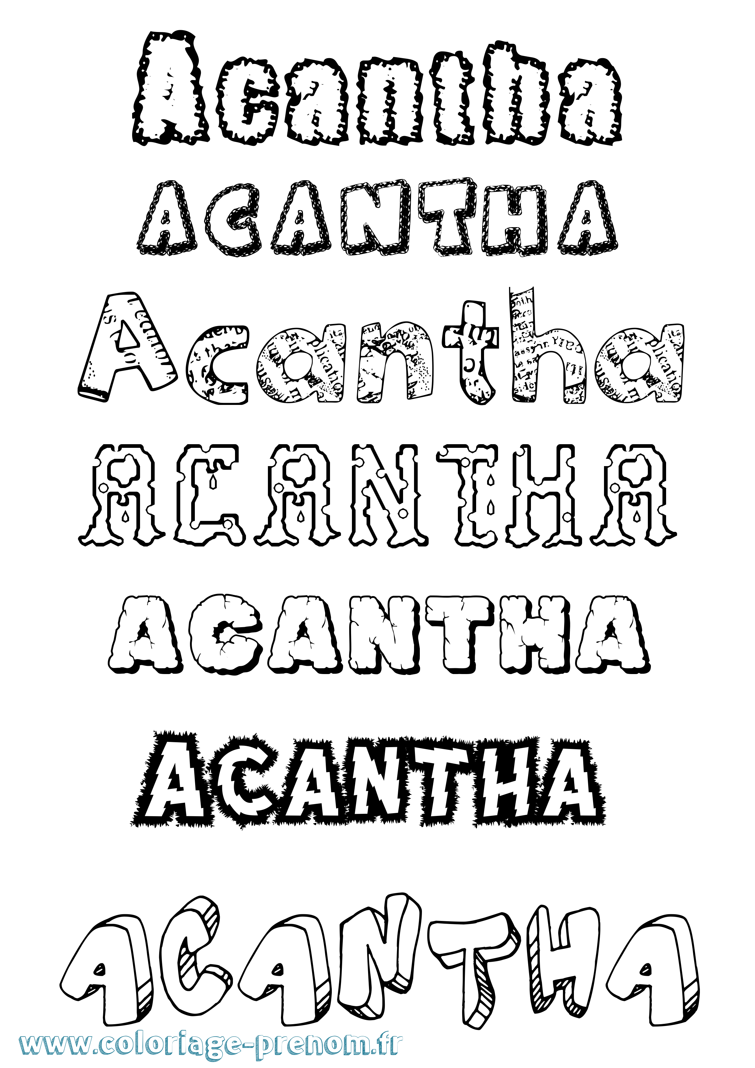 Coloriage prénom Acantha Destructuré