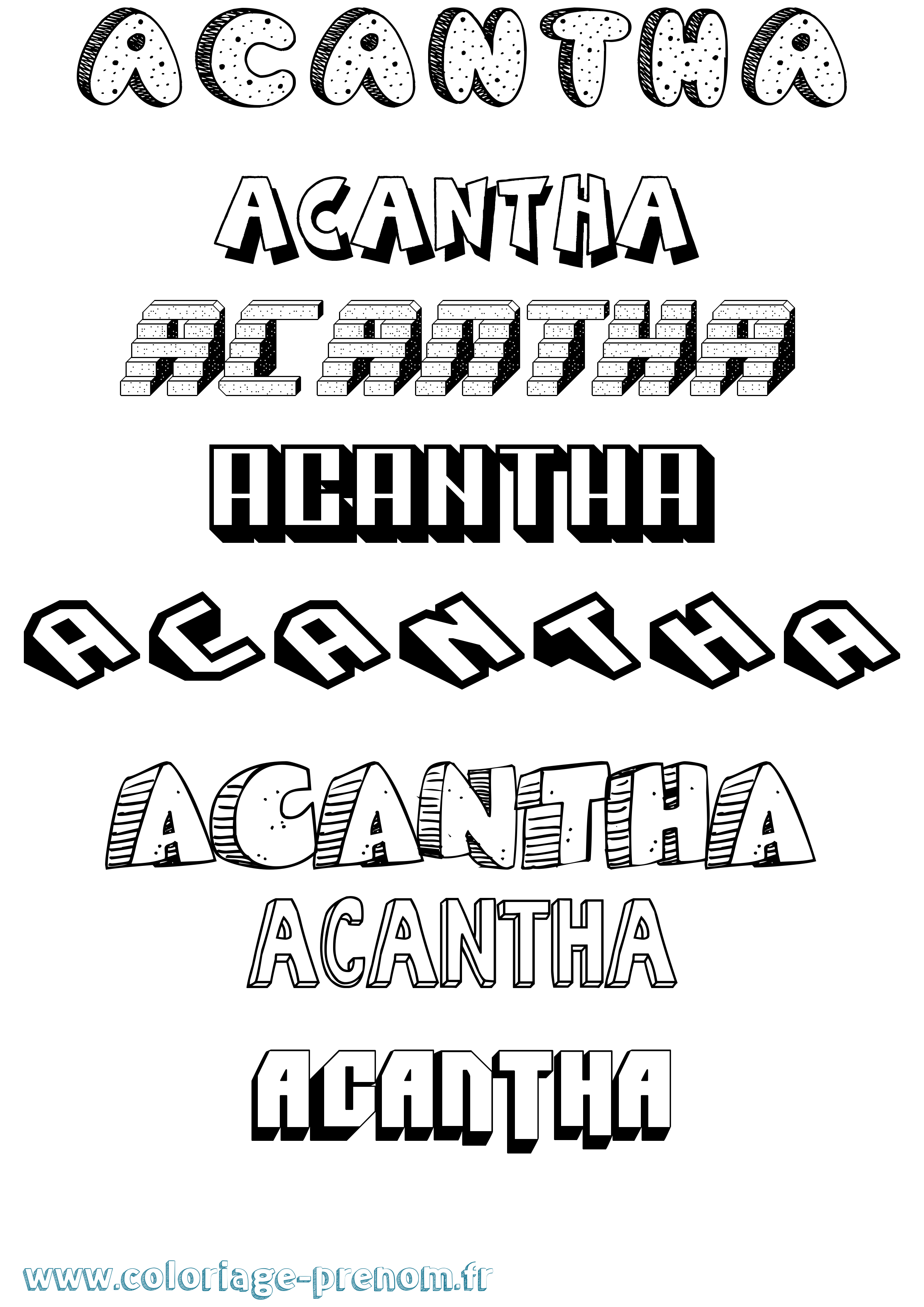 Coloriage prénom Acantha Effet 3D
