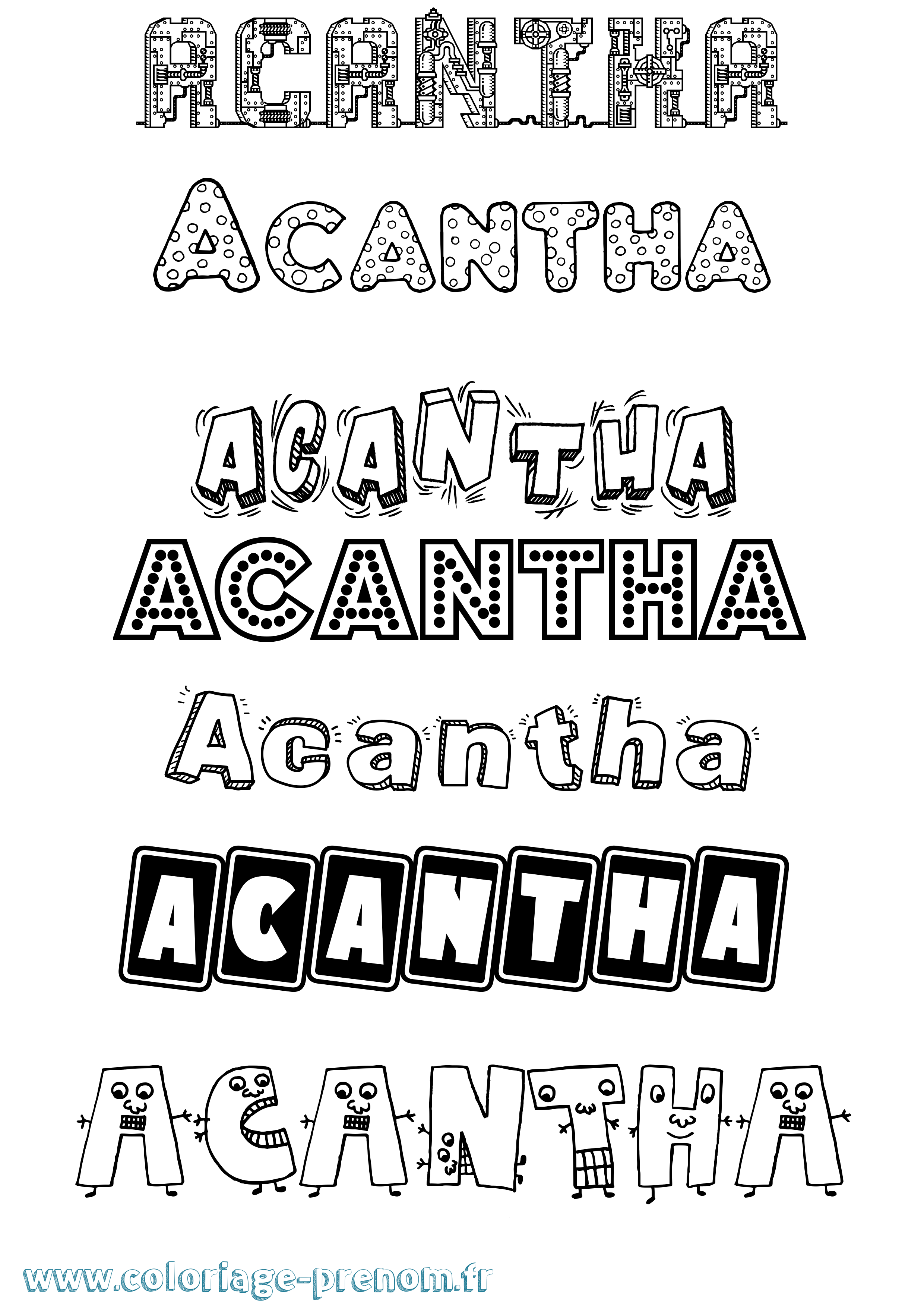 Coloriage prénom Acantha Fun