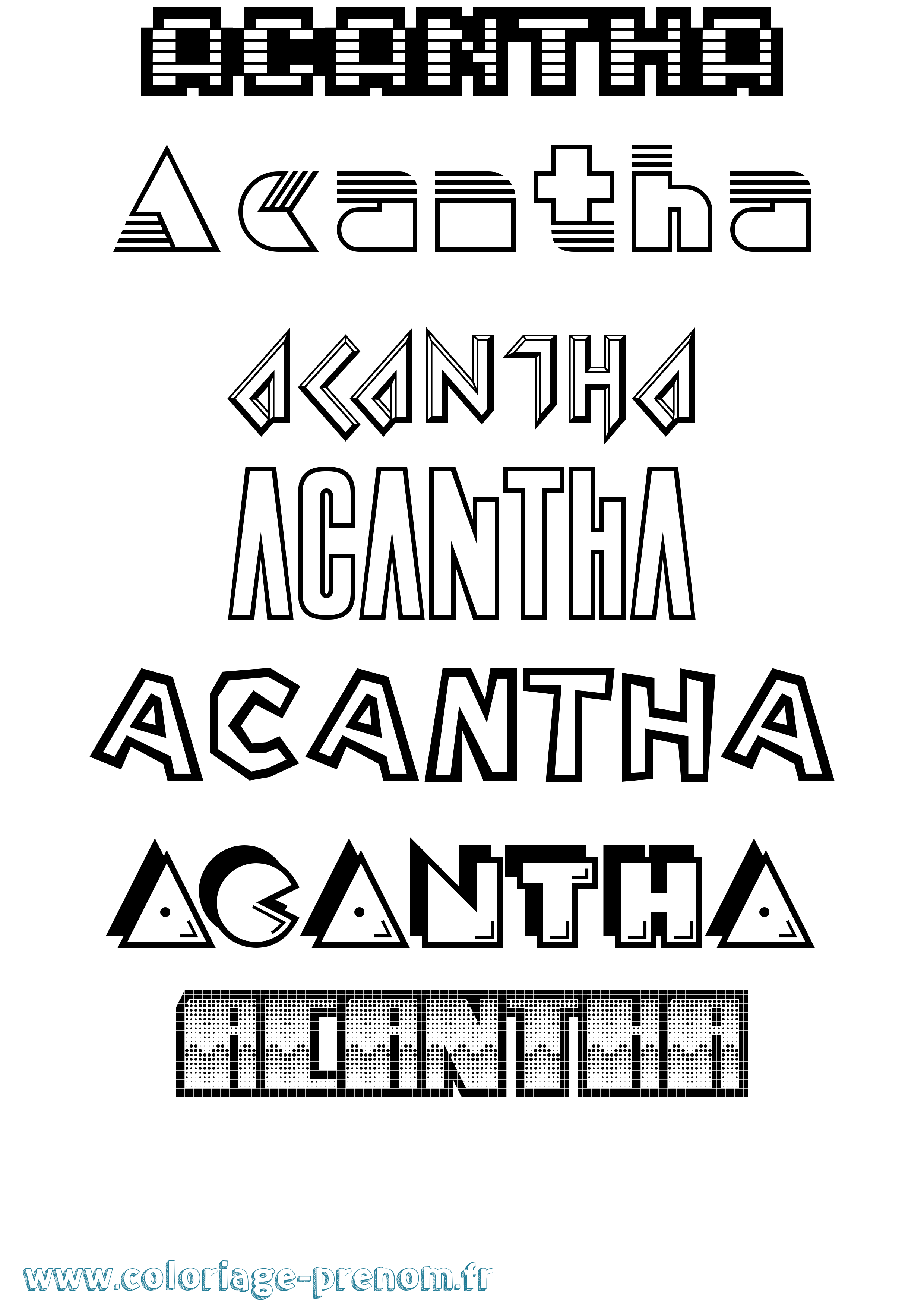 Coloriage prénom Acantha Jeux Vidéos
