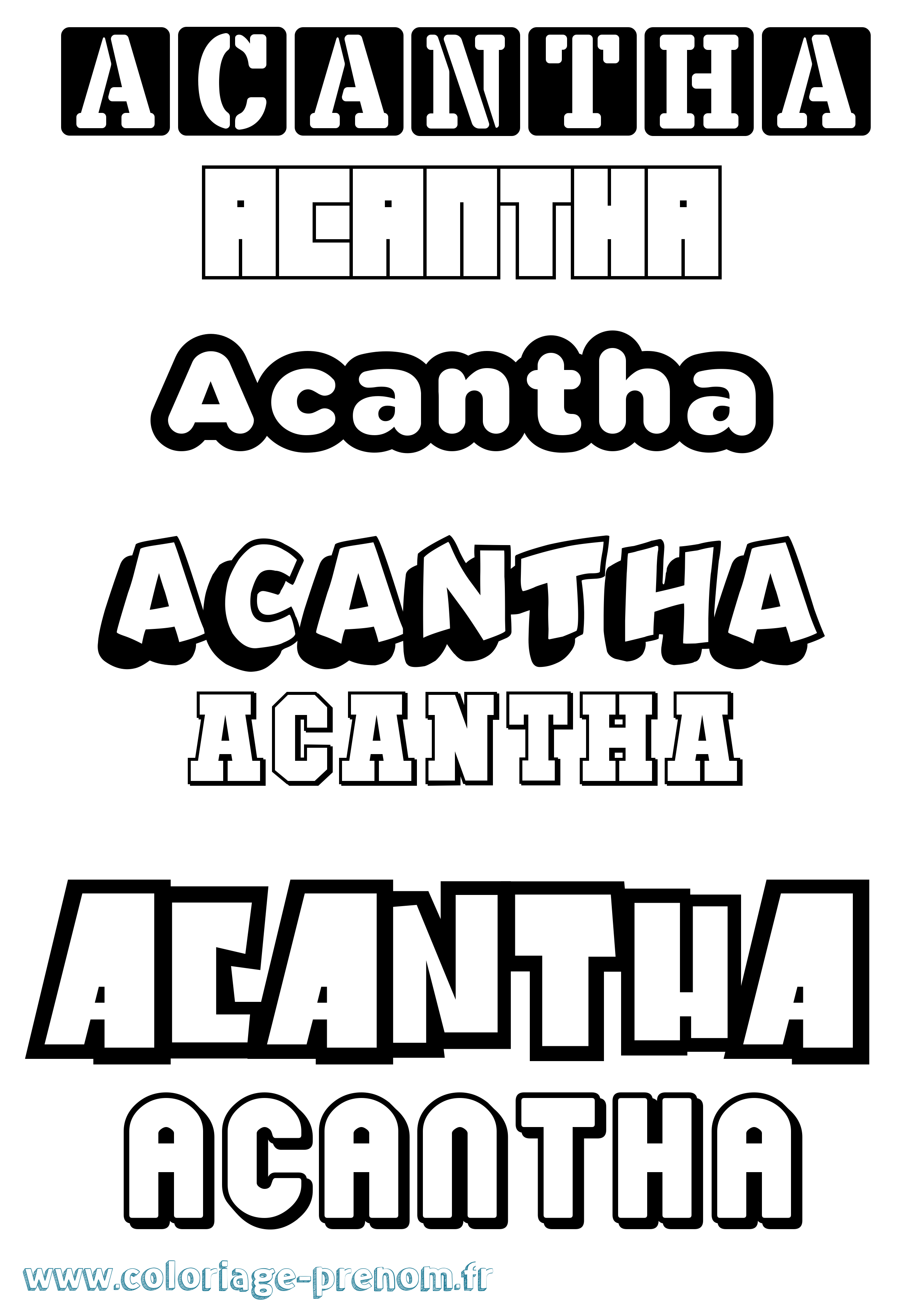 Coloriage prénom Acantha Simple